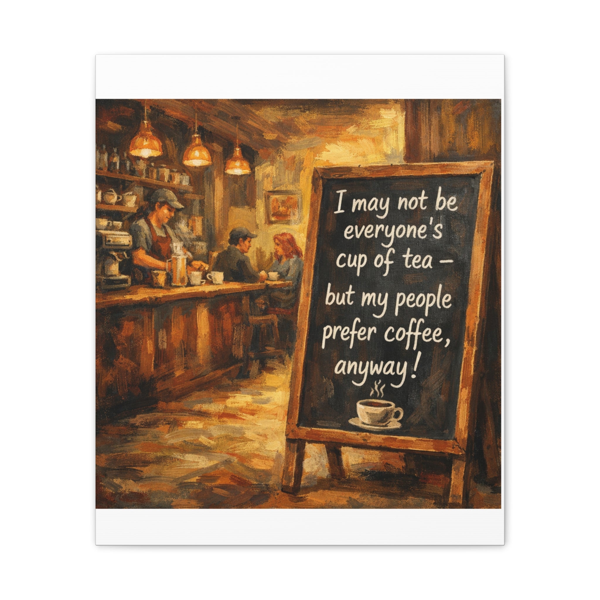 Coffee Shop Canvas Wall Art — "I May Not Be Everyone's Cup of Tea" Stretched Canvas
