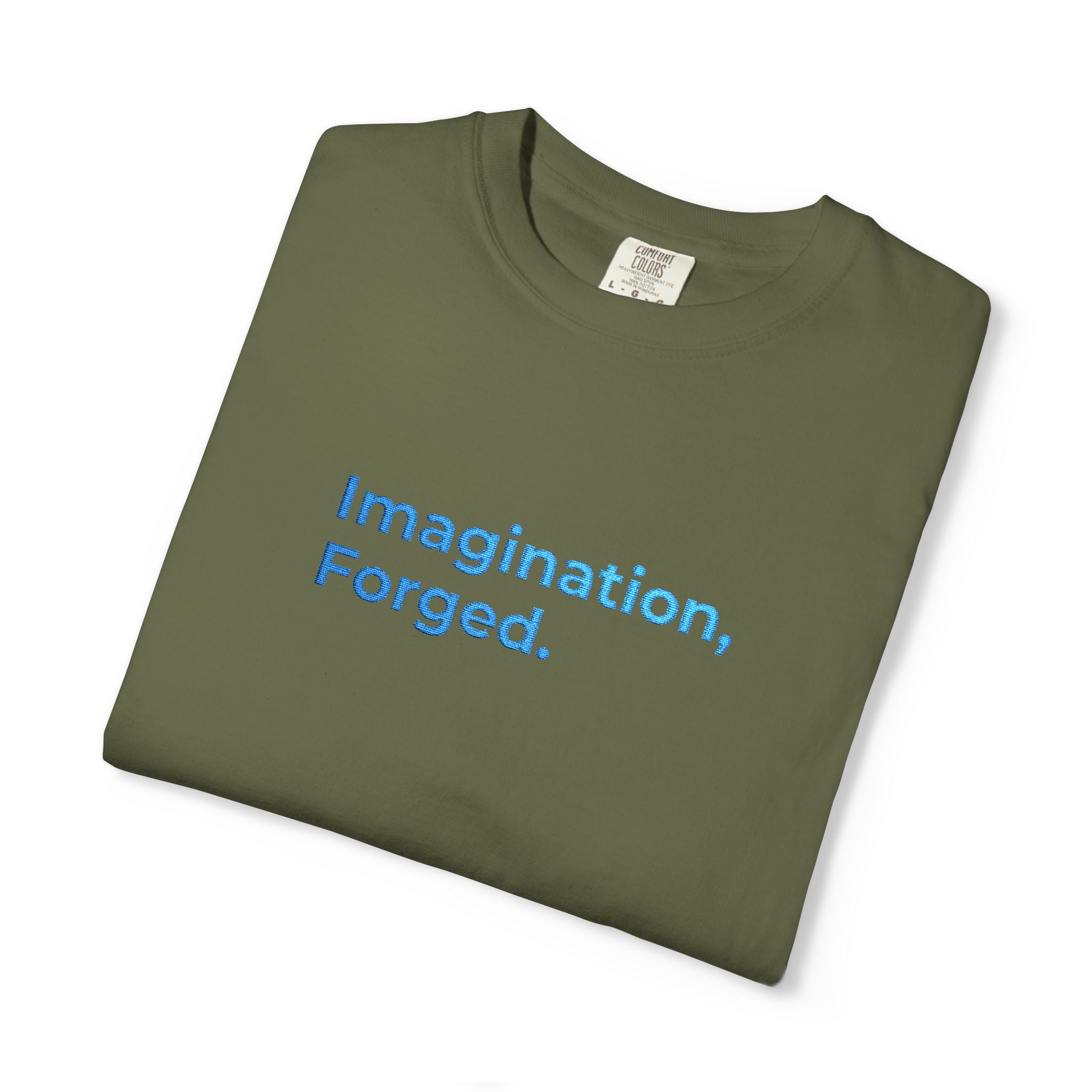 Imagination, Forged. Embroidered Tee — Graphic Garment-Dyed T-Shirt