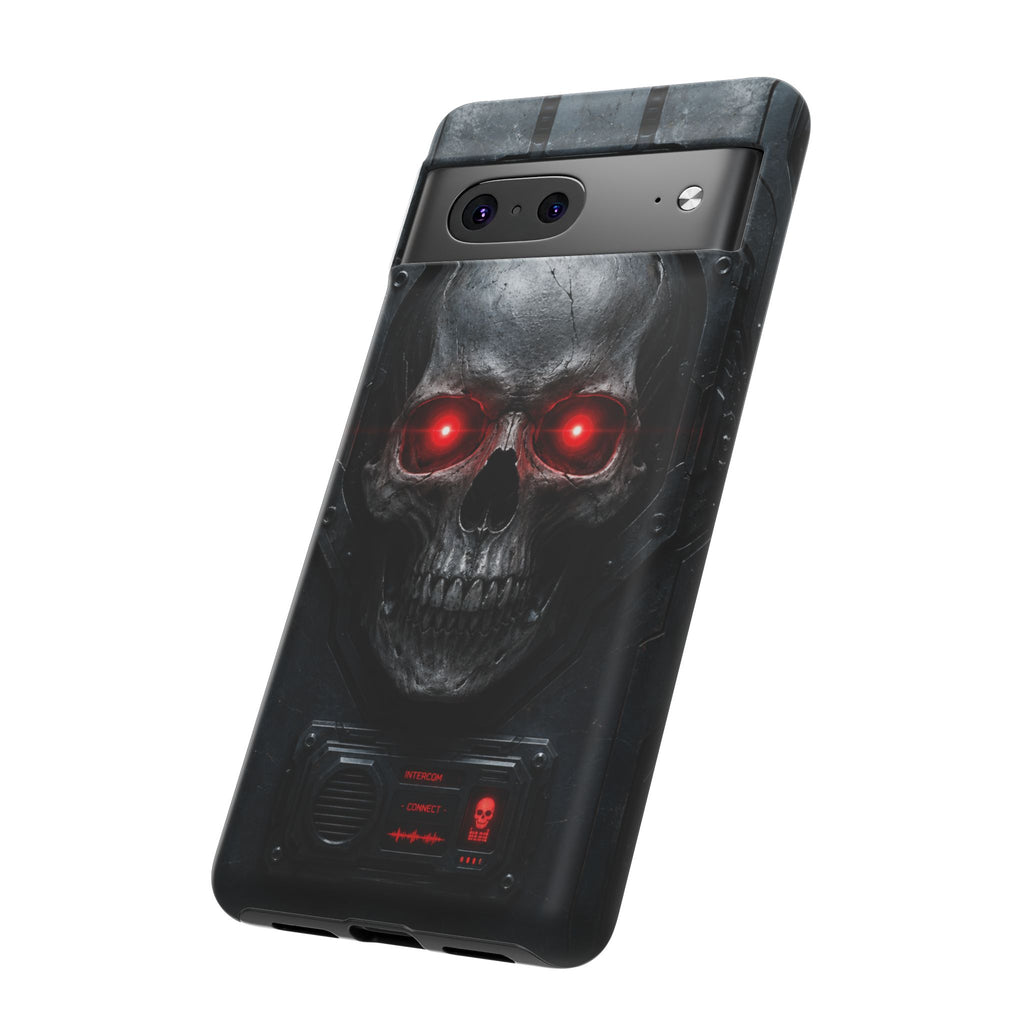 Skull Sentinel Phone Case — Red-Eyed Tactical Skull Protective Case