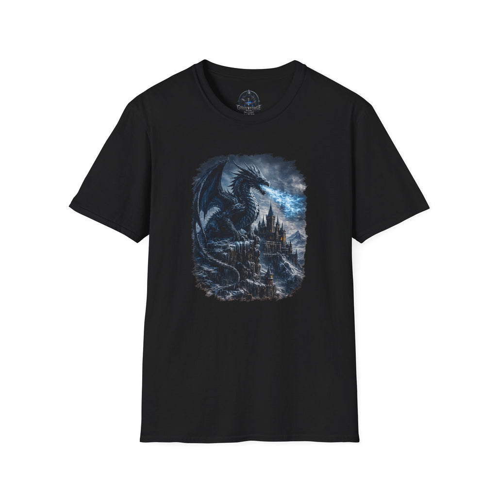 Ice Dragon Castle Graphic T-Shirt — Mystical Night Fantasy Tee