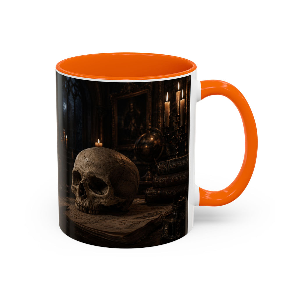 Gothic Skull Coffee Mug — Candlelit Occult Library Accent Mug (11/15oz)