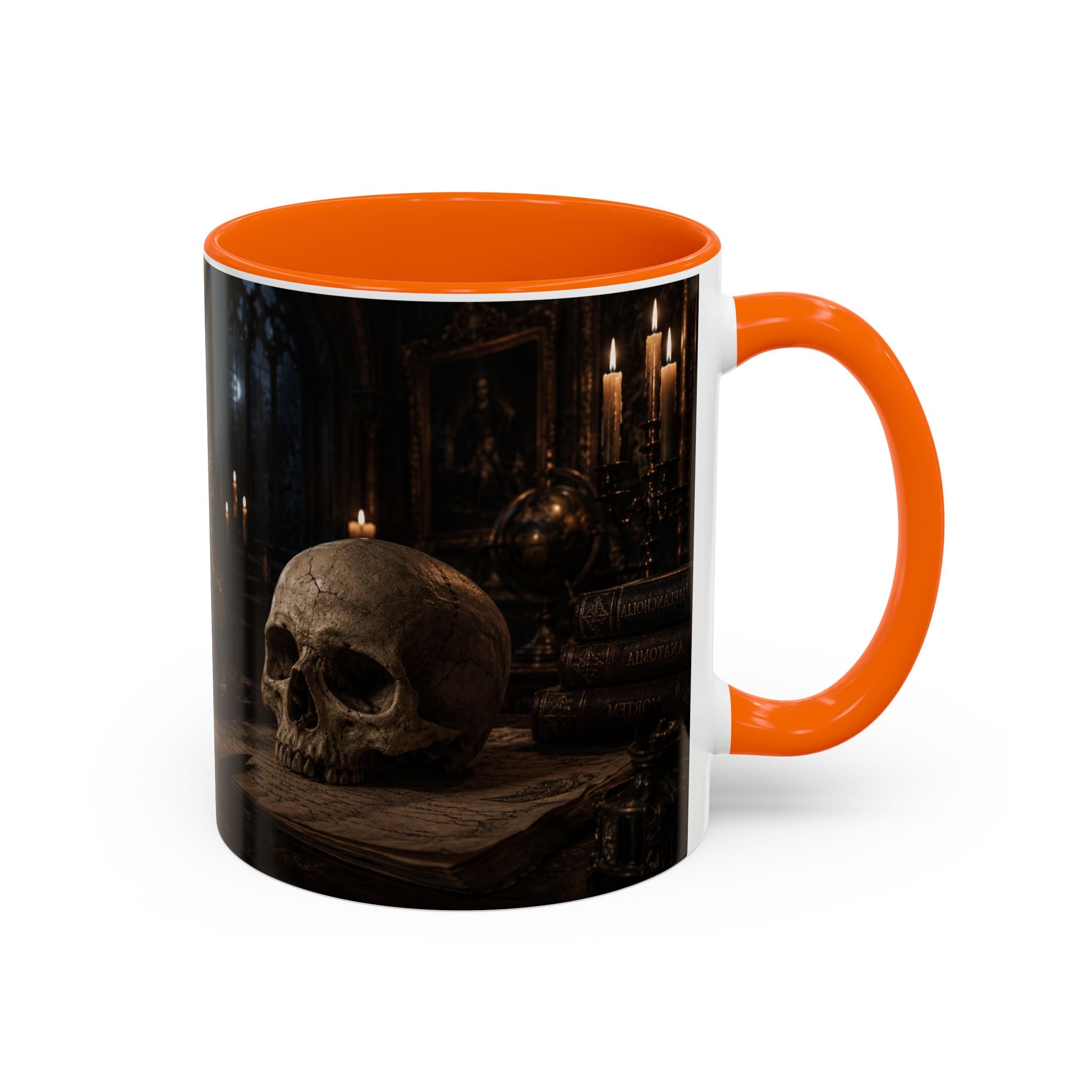 Gothic Skull Coffee Mug — Candlelit Occult Library Accent Mug (11/15oz)