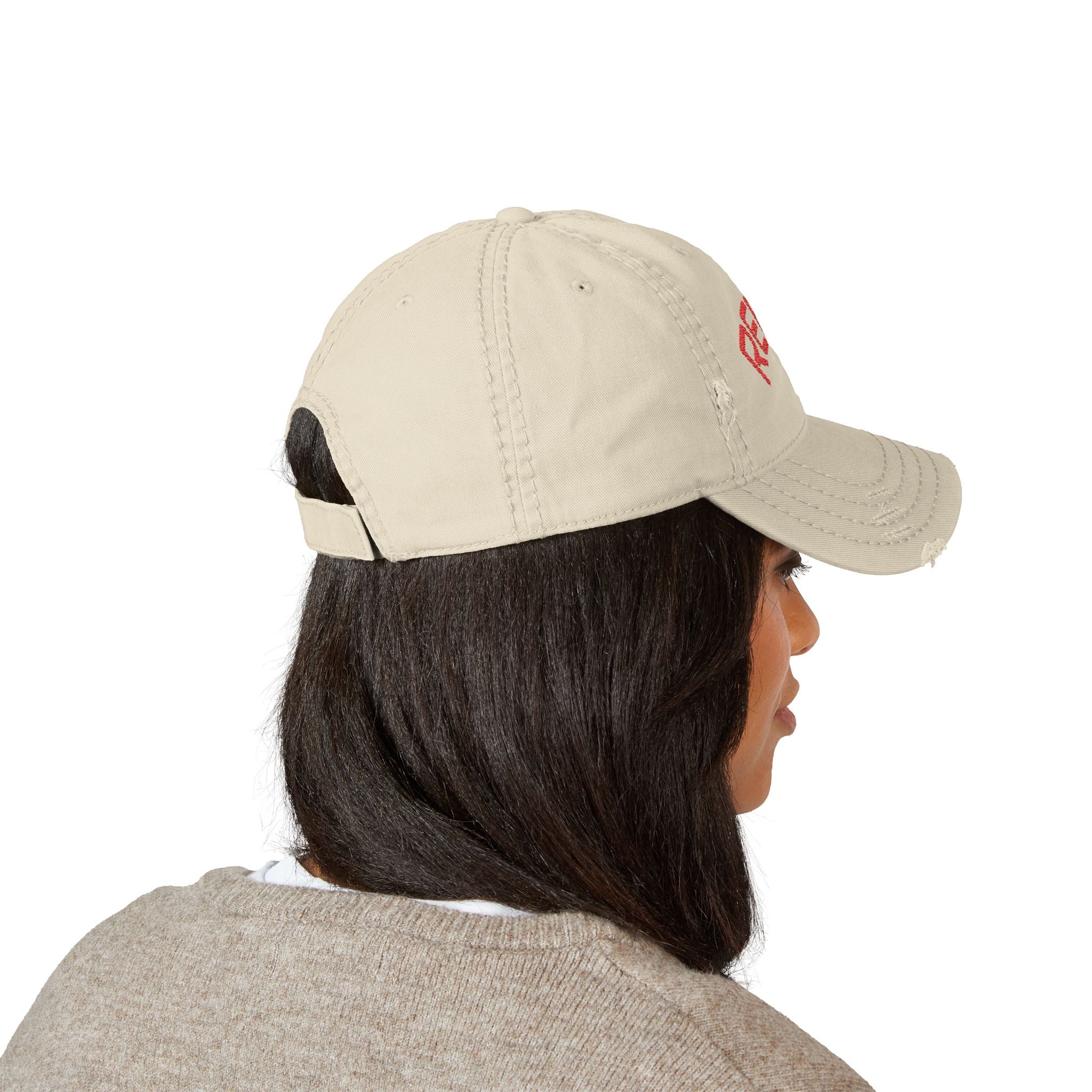 Rebel Distressed Dad Hat — Embroidered Cotton Baseball Cap