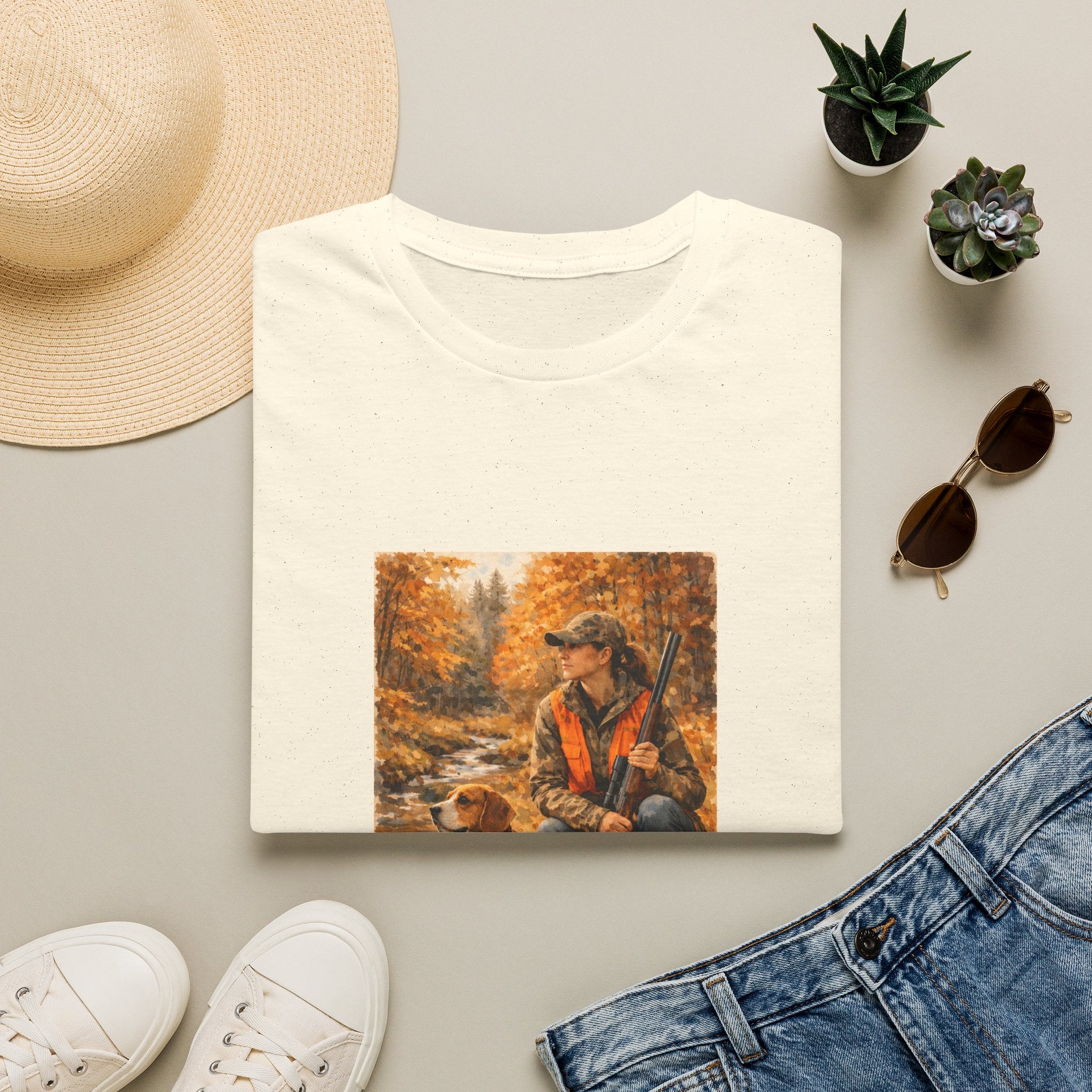Hunting With Dog Tee — Autumn Camouflage Retriever Forest Shirt
