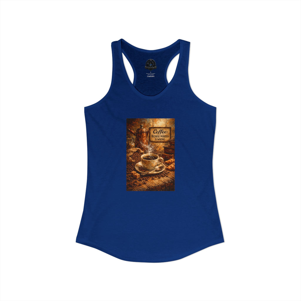 Women's Ideal Racerback Tank - "Coffee B/c Murder is wrong"