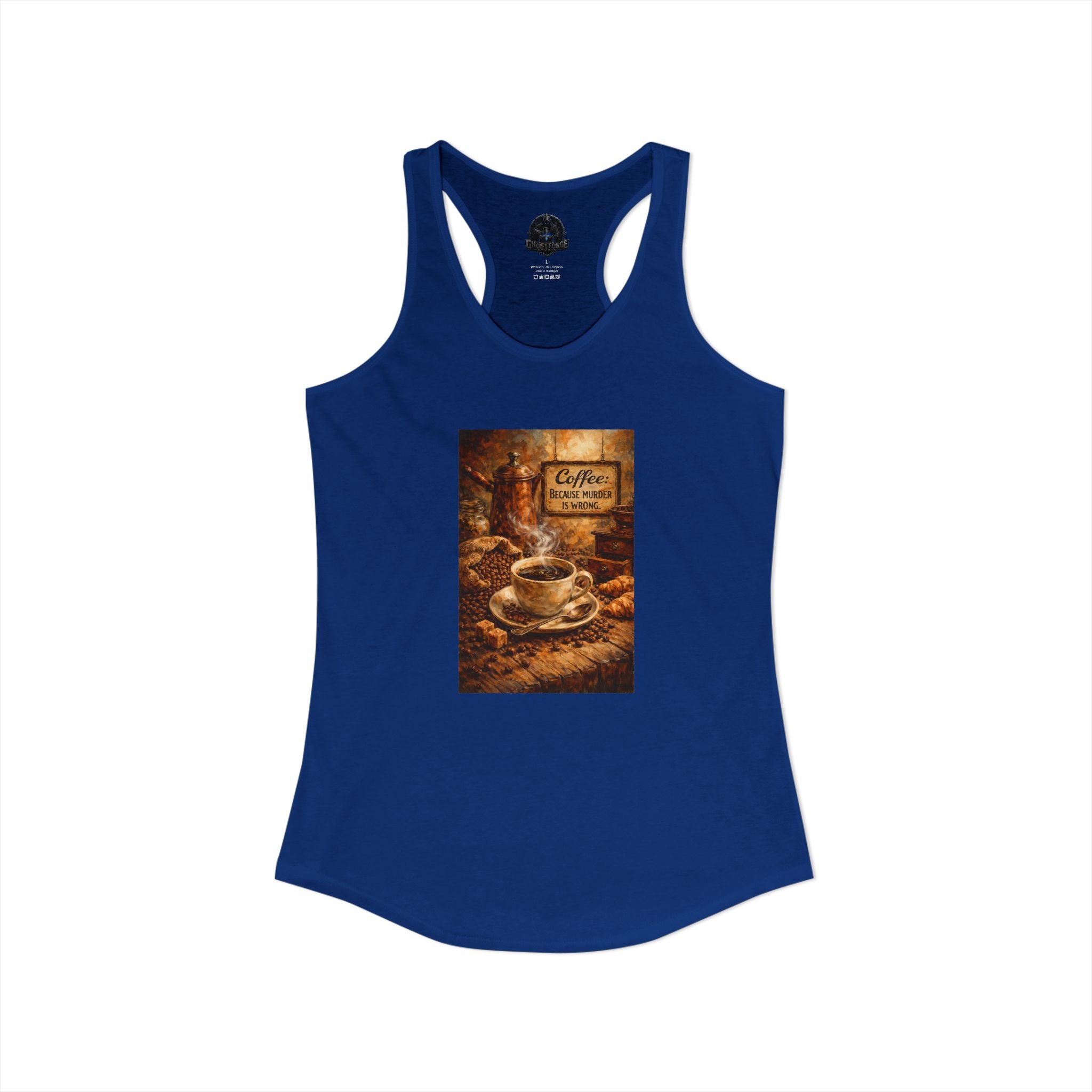 Women's Ideal Racerback Tank - "Coffee B/c Murder is wrong"