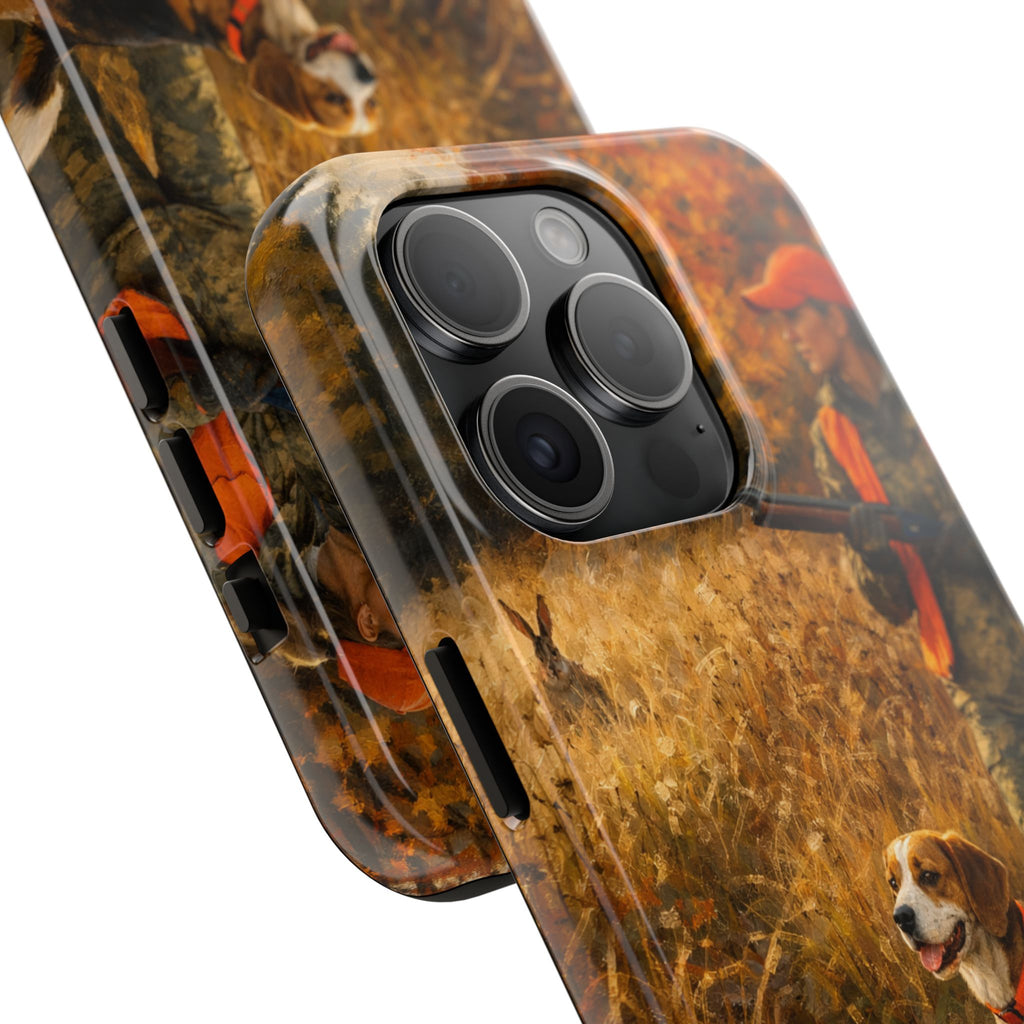 Hunting Scene Tough Phone Case — Hunter & Beagle Autumn Field Protective Cover