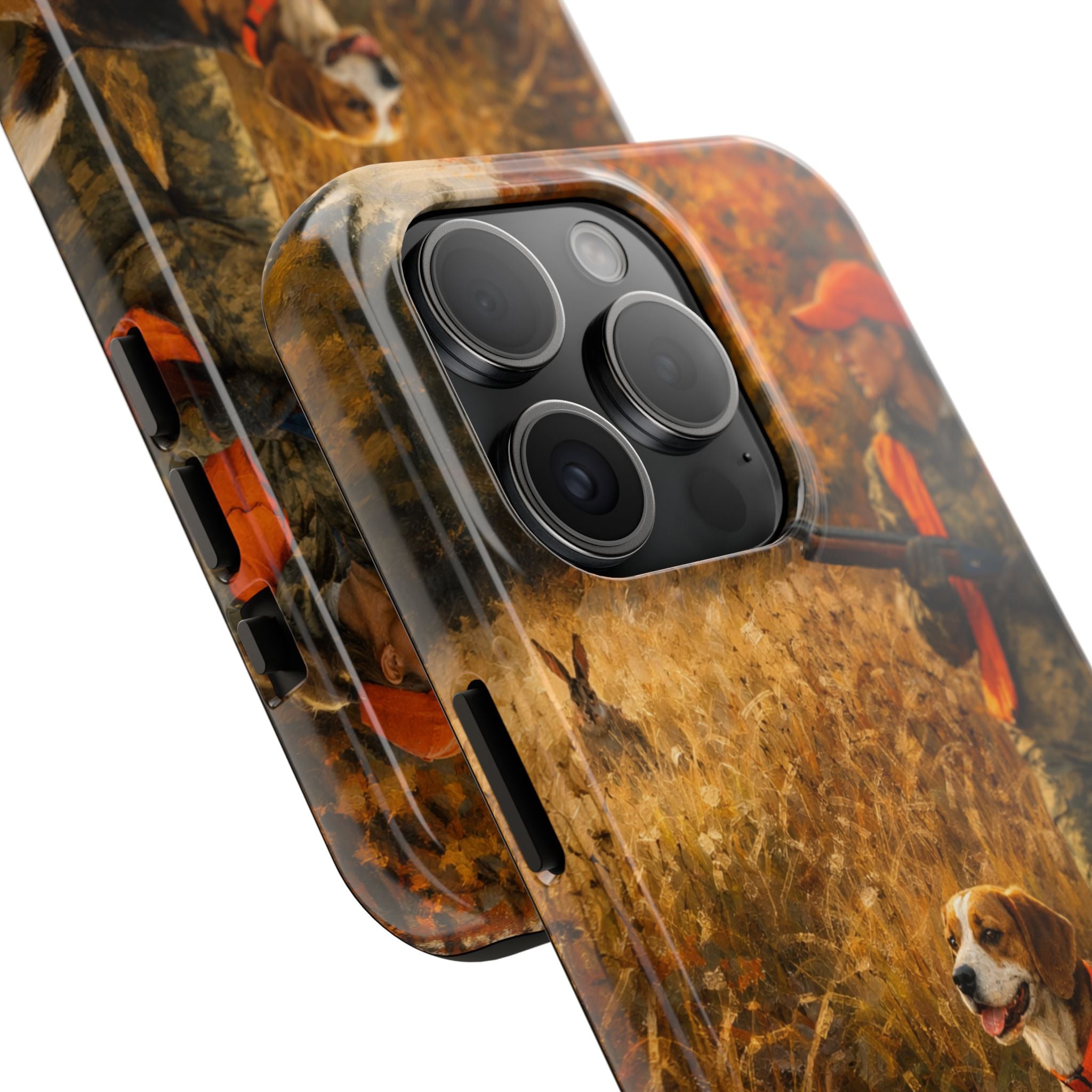 Hunting Scene Tough Phone Case — Hunter & Beagle Autumn Field Protective Cover