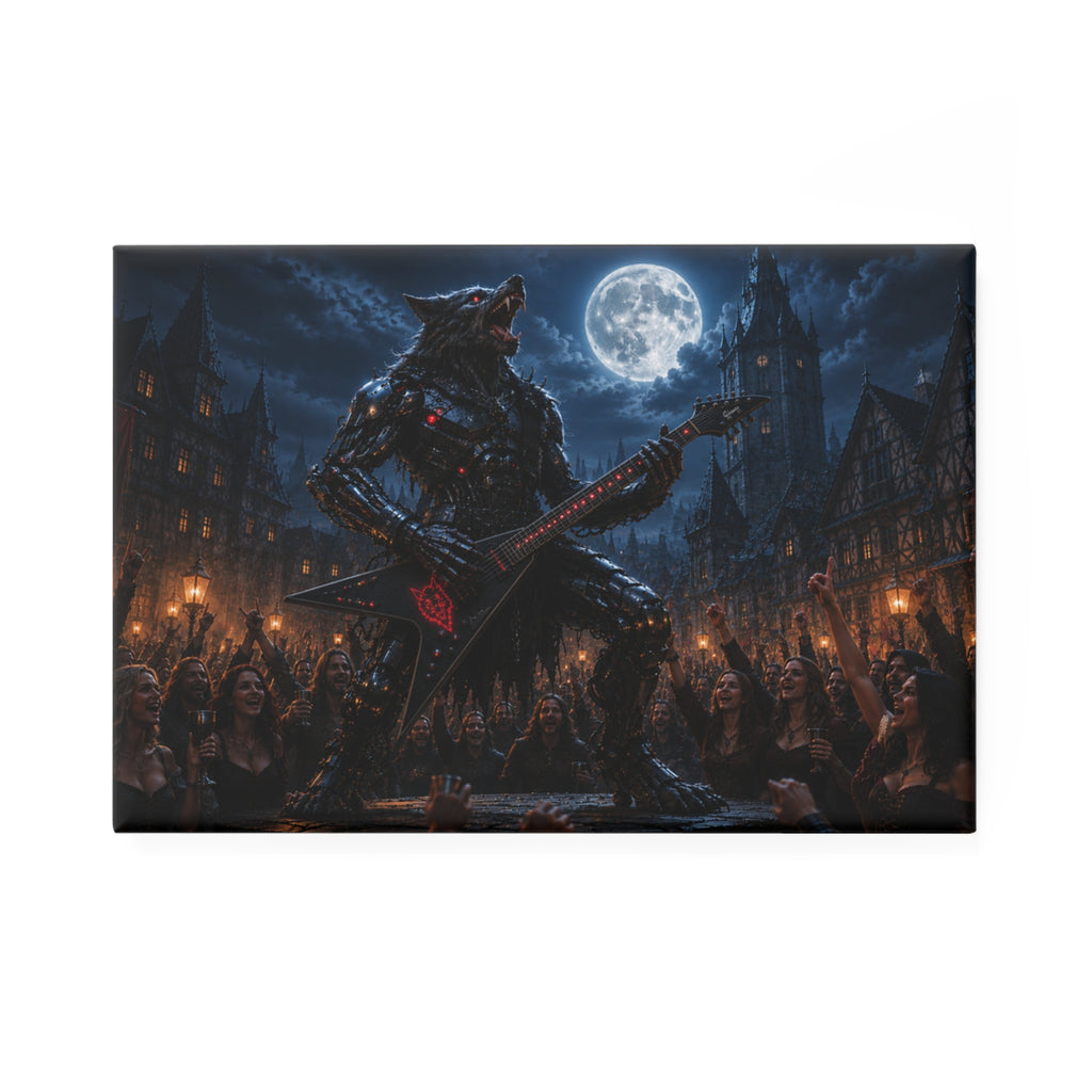 Werewolf Guitarist Rectangle Magnet — Gothic Moonlight Rock Fridge Magnet