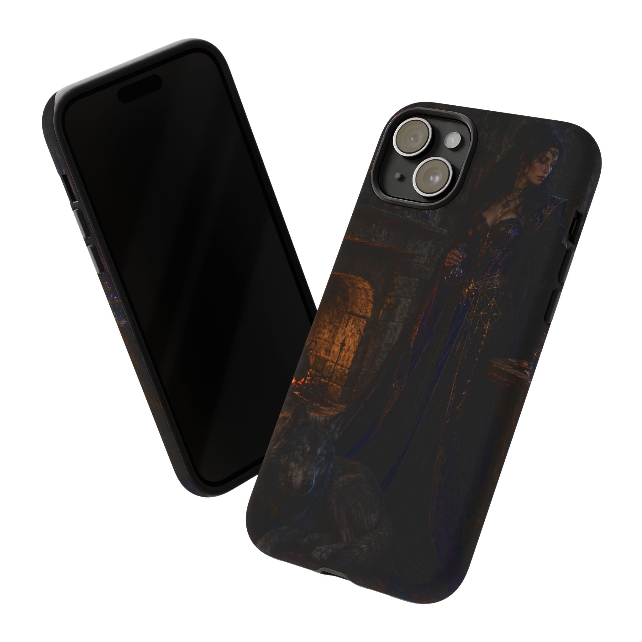Gothic Witch Phone Case — Dark Fantasy Wolf & Fireplace Tough Case