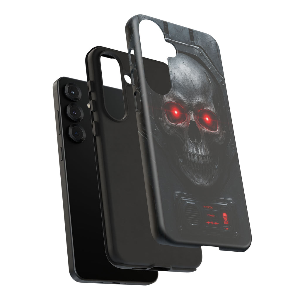 Skull Sentinel Phone Case — Red-Eyed Tactical Skull Protective Case