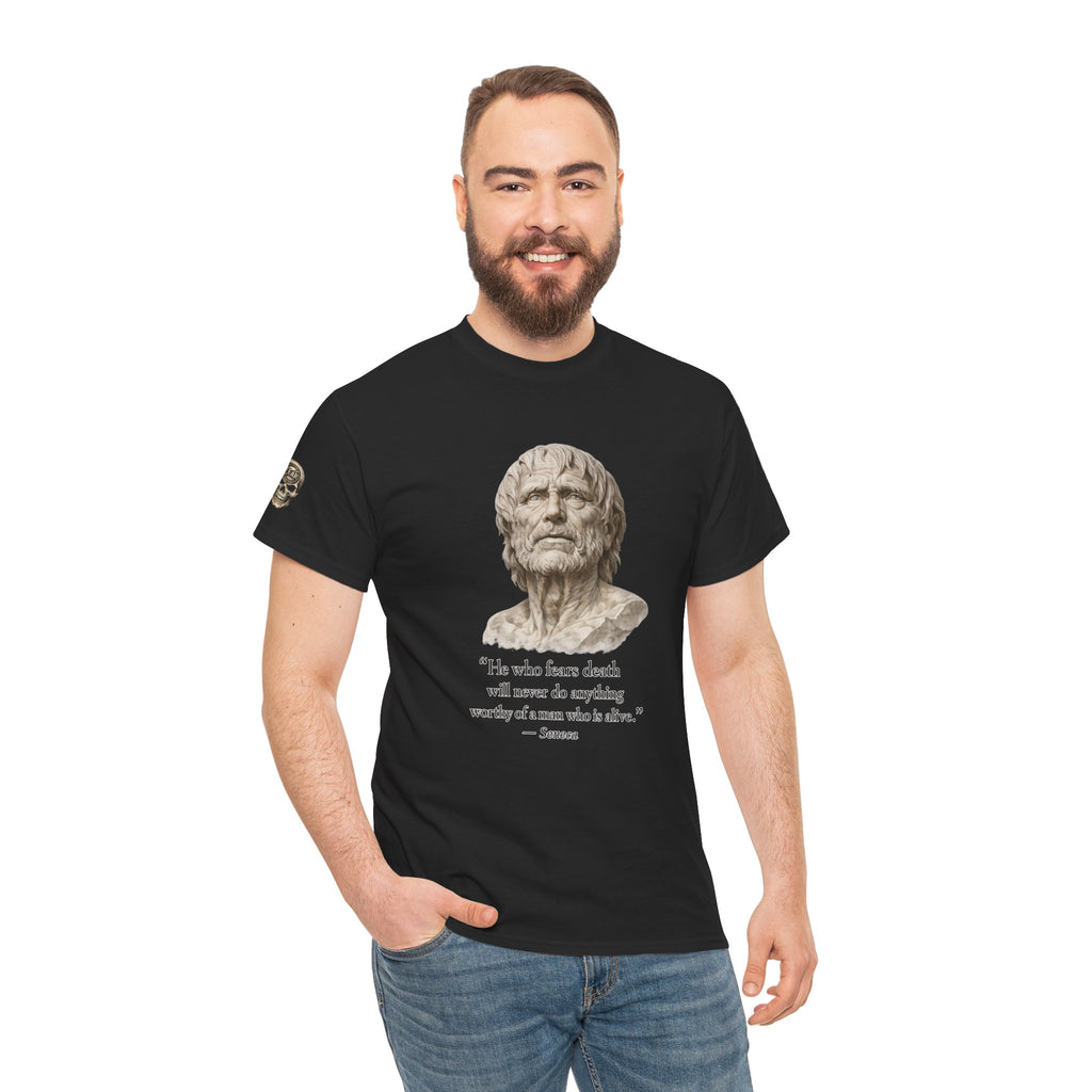 Premium Memento Mori Tee — Stoic Bust & Skull Graphic T-Shirt