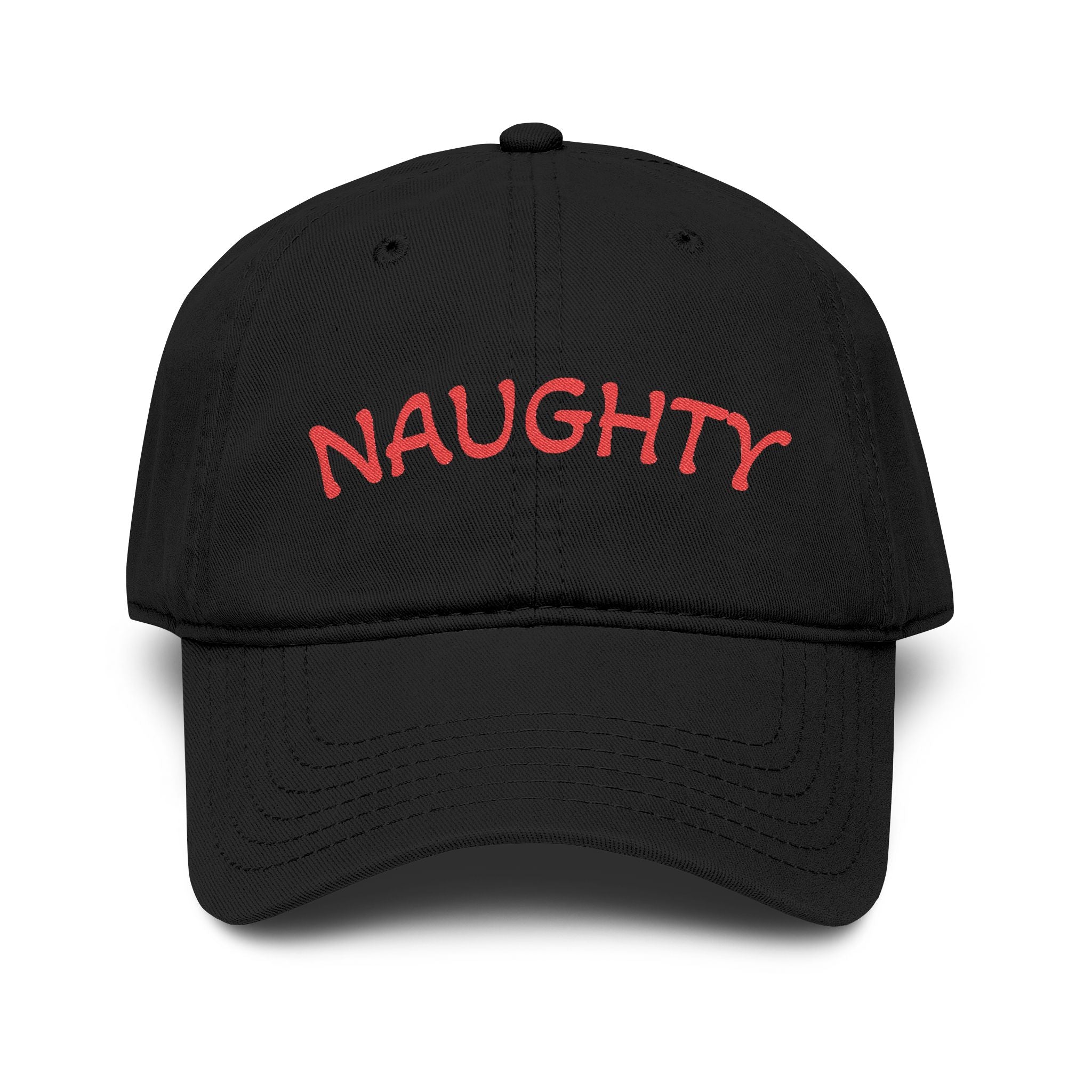 Naughty Embroidered Washed Baseball Cap
