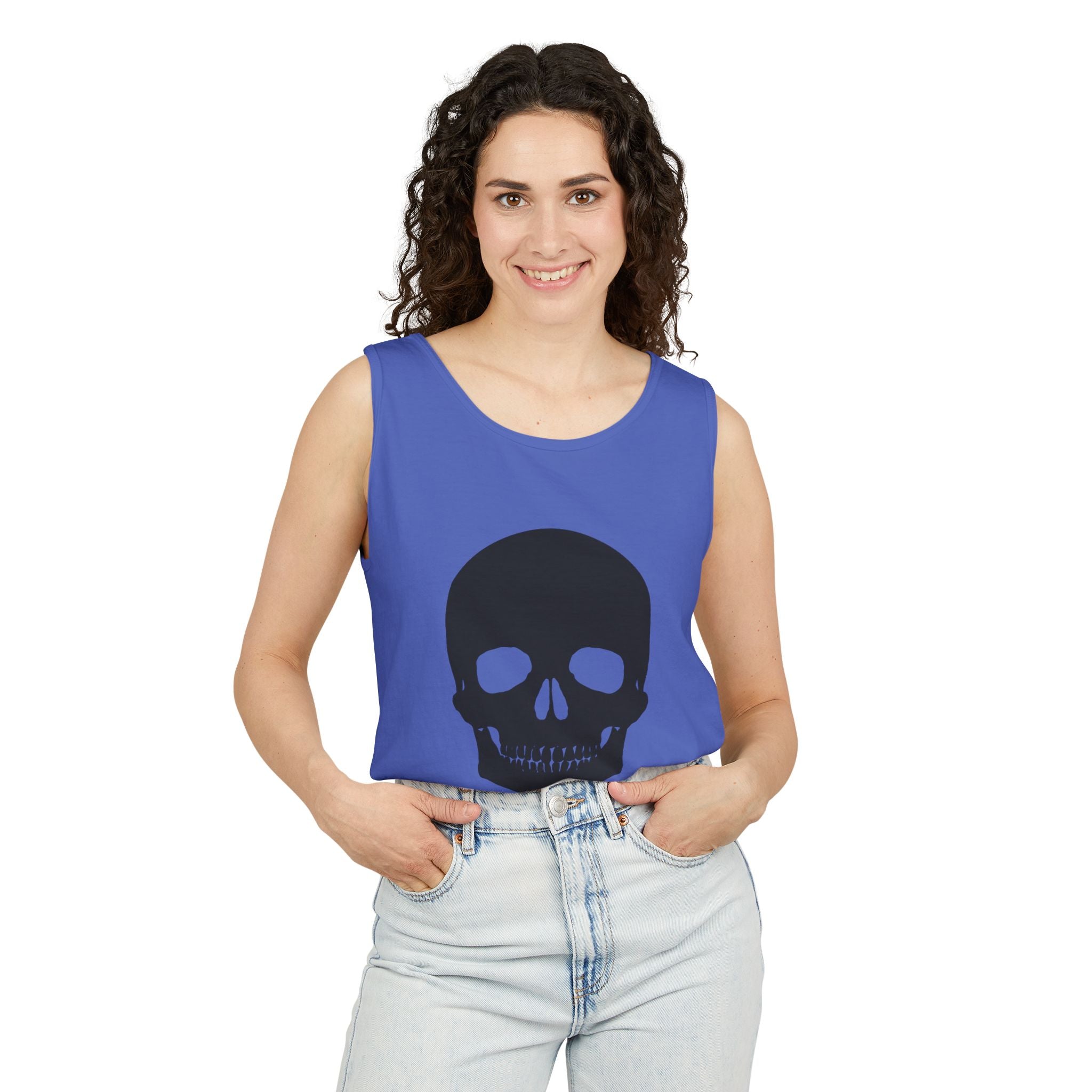 Skull Graphic Tank Top — Bold Black Skull Summer Vest
