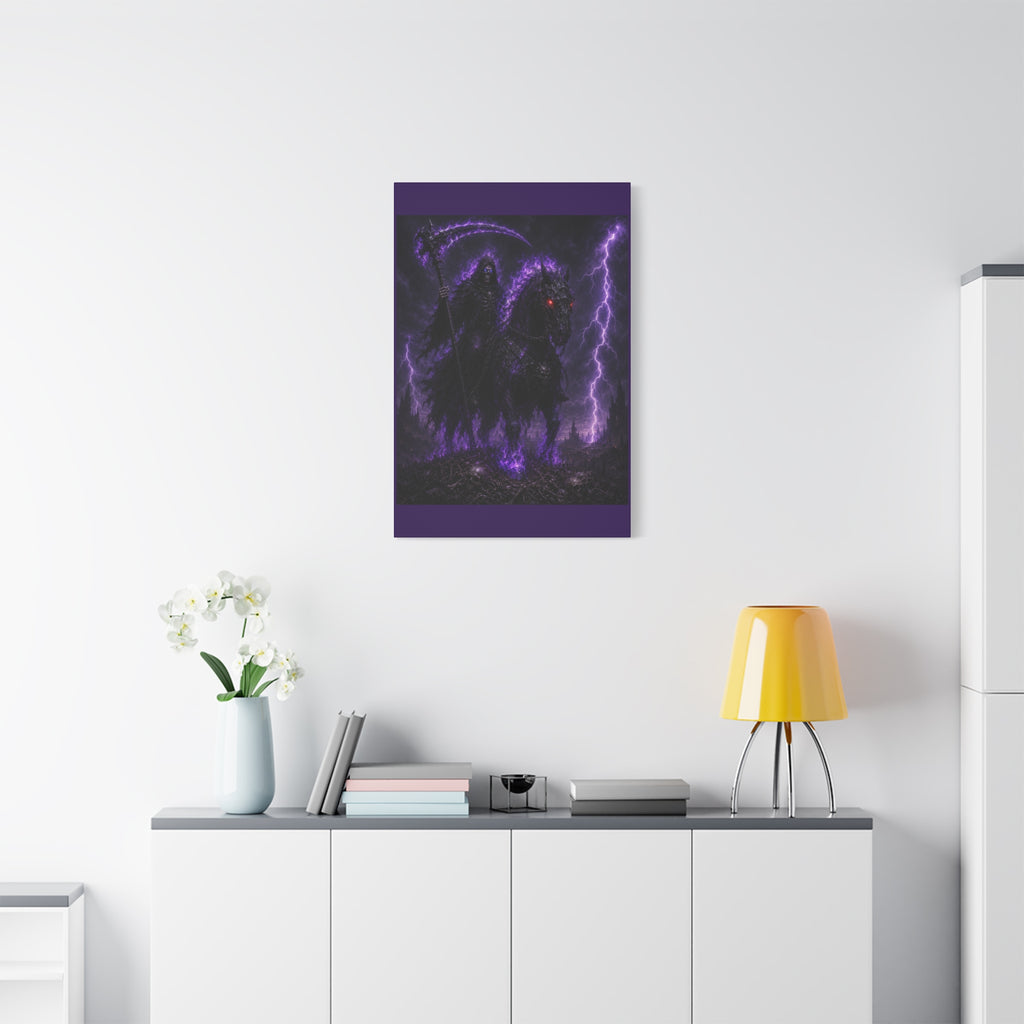 Dark Reaper on Shadow Steed Matte Canvas Print — Gothic Wall Art