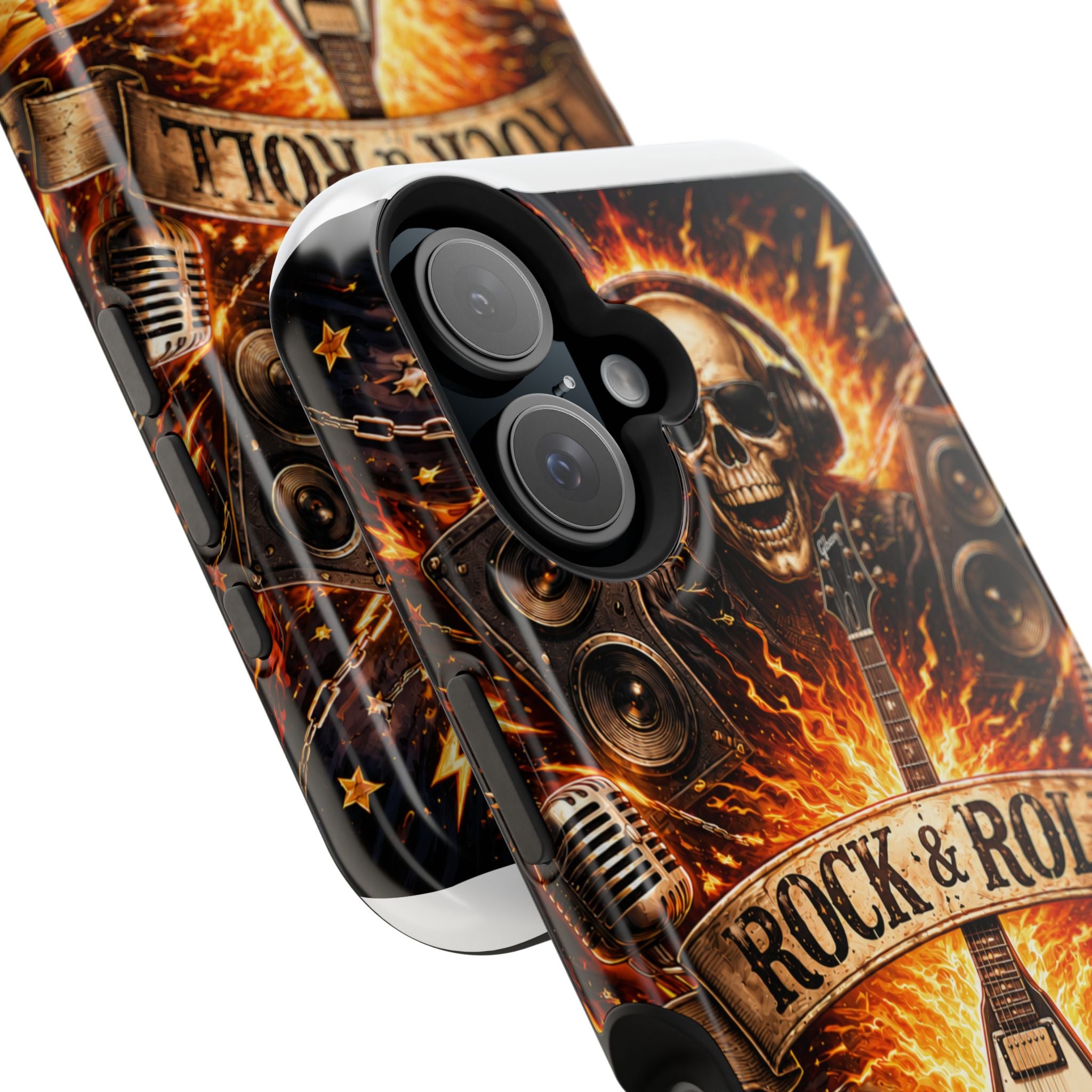 Rock & Roll Skull Guitar Phone Case — Magnetic Impact-Resistant