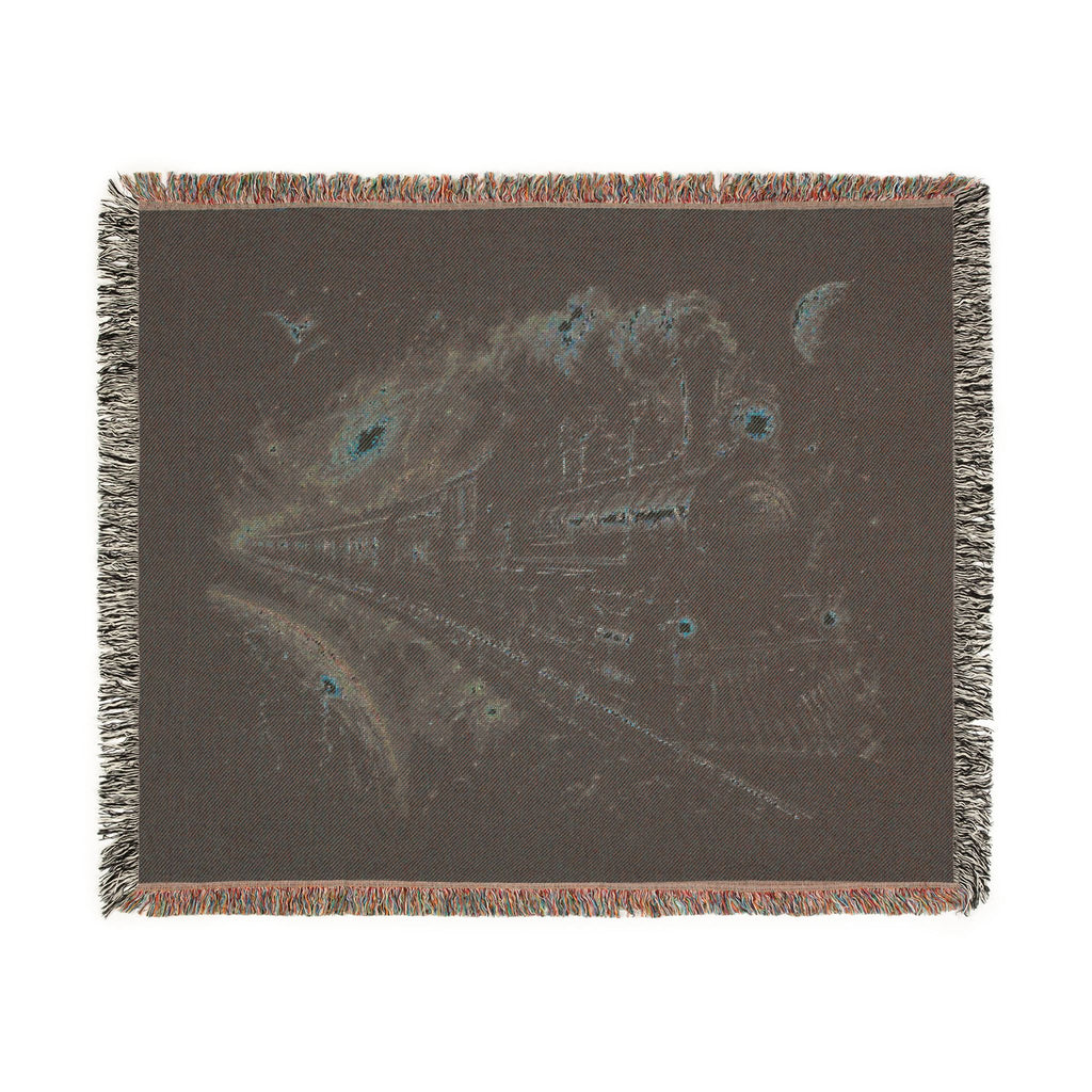 Galaxy Night Train Woven Blanket — Cosmic Steam Engine Throw