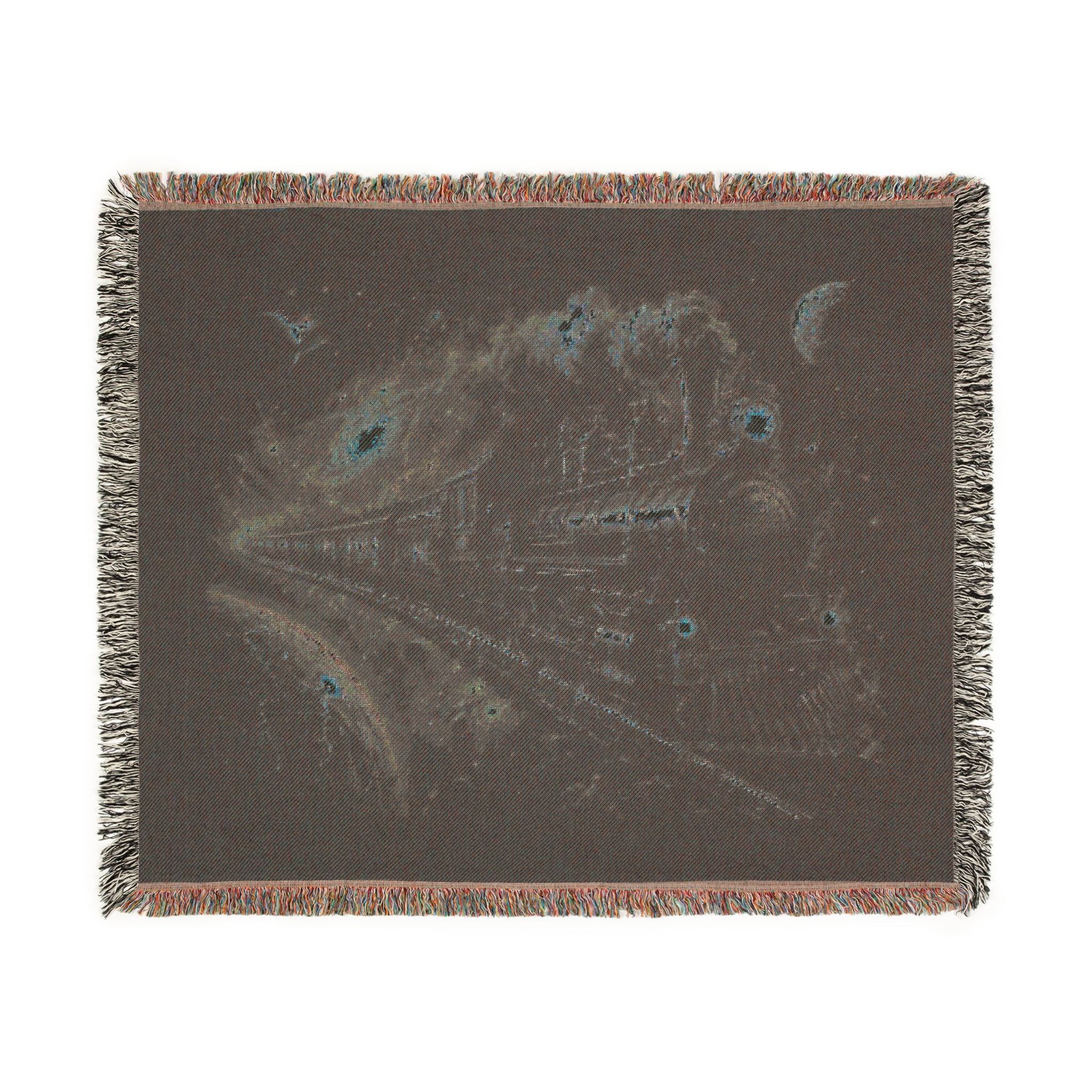 Galaxy Night Train Woven Blanket — Cosmic Steam Engine Throw