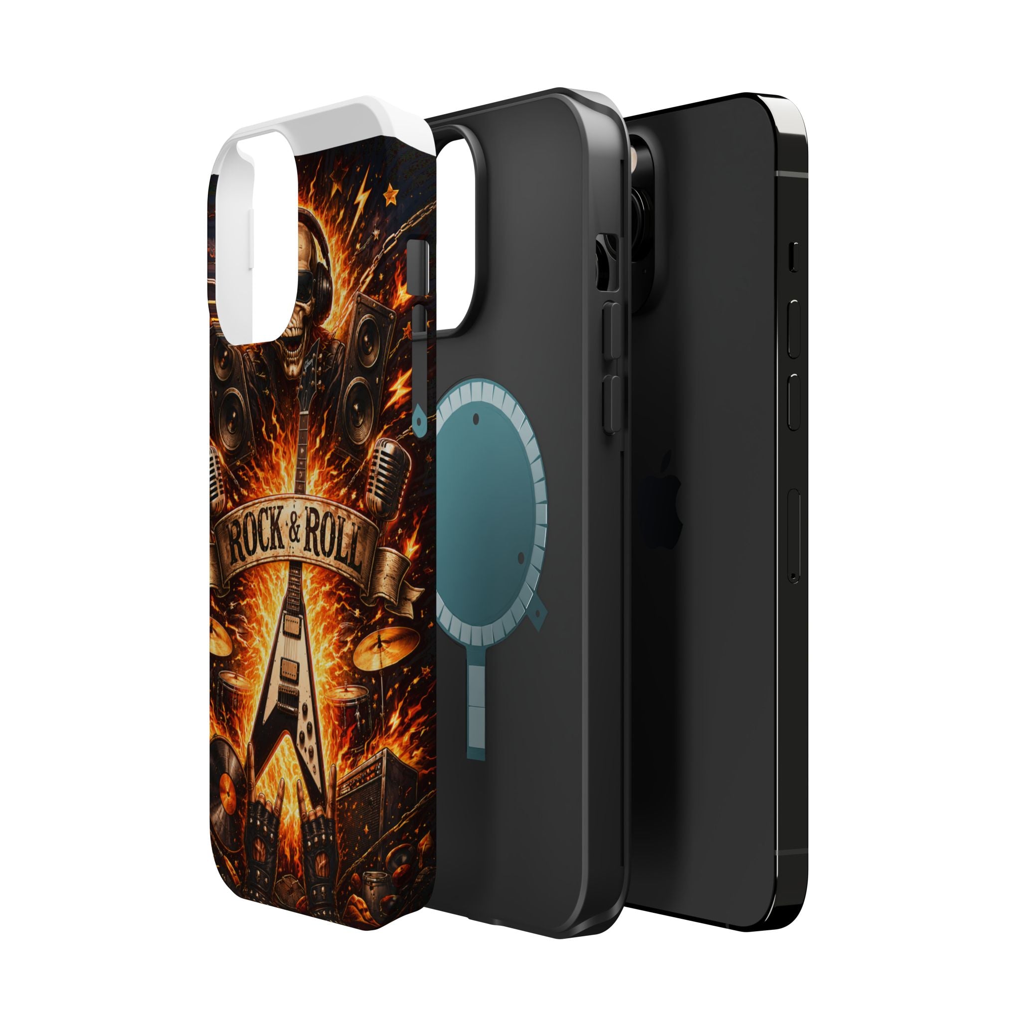 Rock & Roll Skull Guitar Phone Case — Magnetic Impact-Resistant