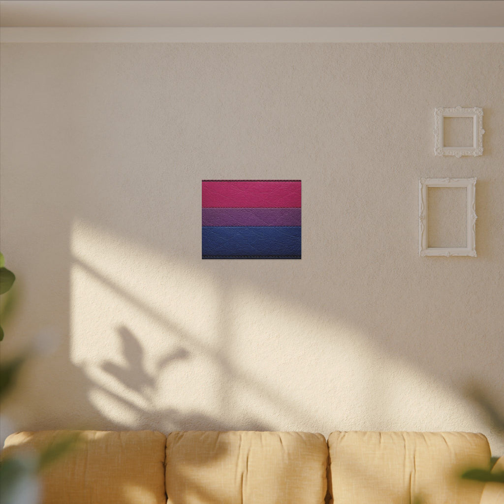 Bisexual Pride Flag Canvas Wall Art — Leather Patch Style Matte Print