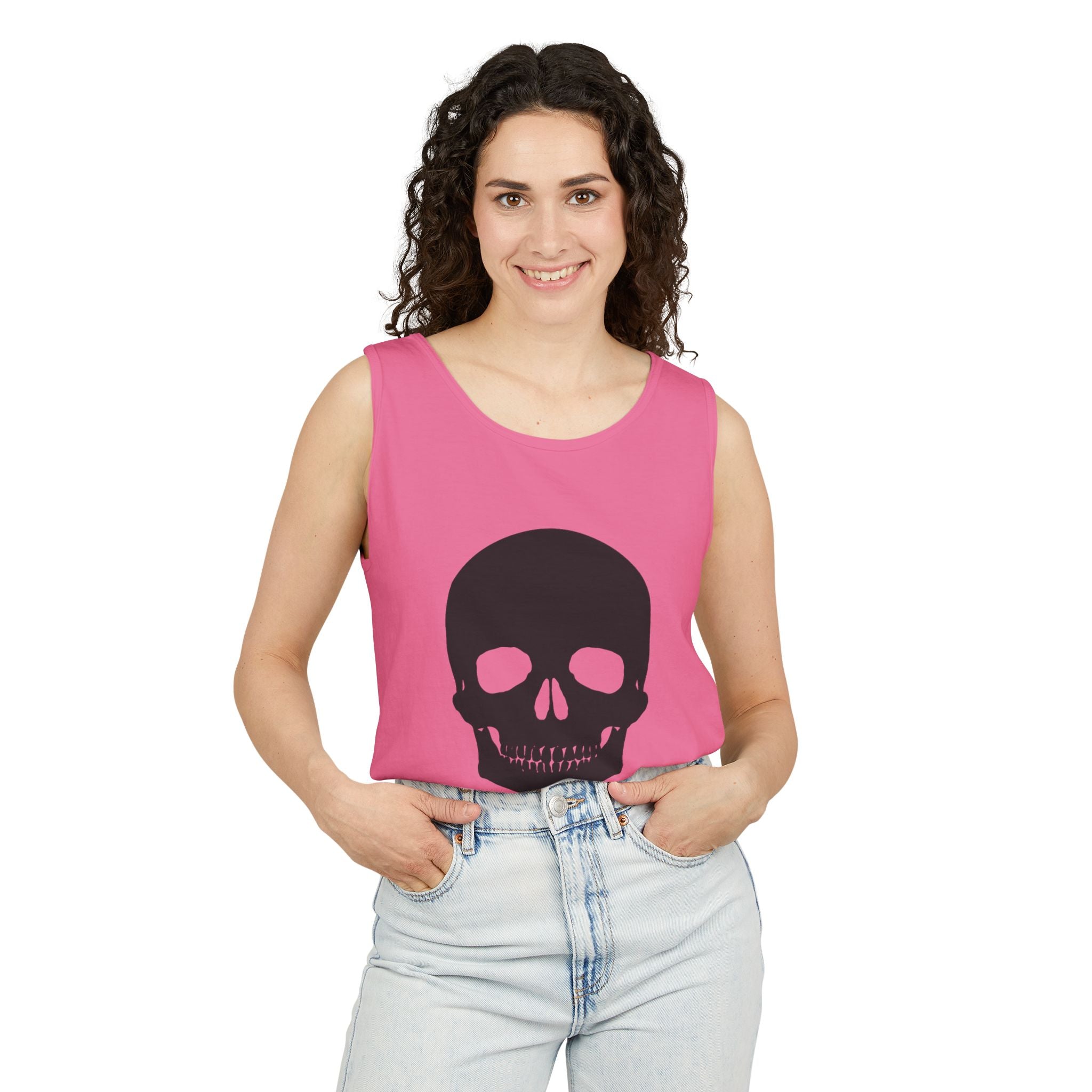 Skull Graphic Tank Top — Bold Black Skull Summer Vest