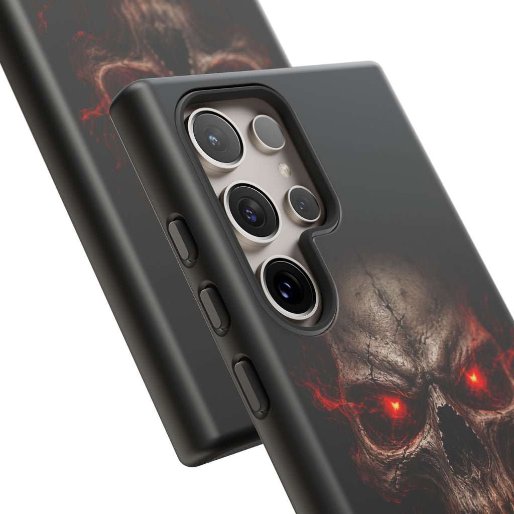 Flaming Skull Tough Case — Heavy-Duty Phone Case with Red-Eye Skull Design