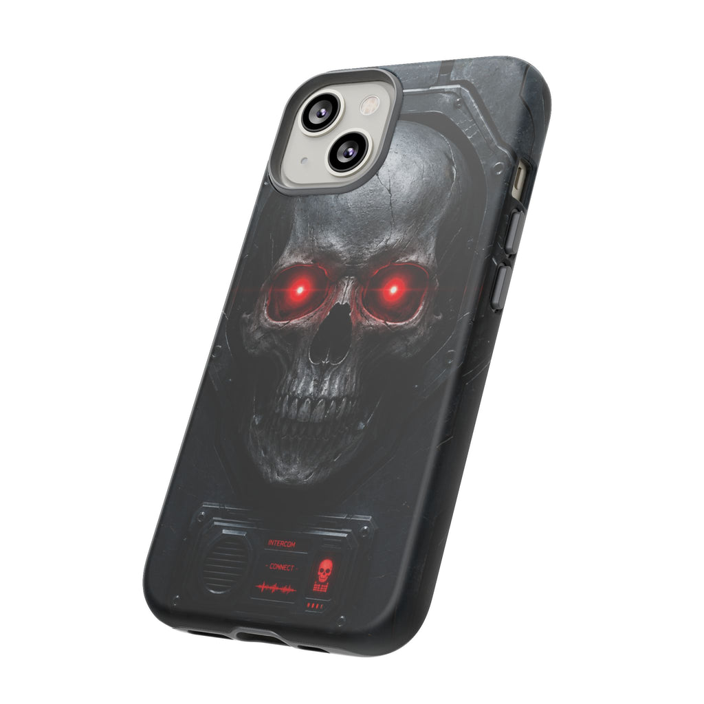 Skull Sentinel Phone Case — Red-Eyed Tactical Skull Protective Case