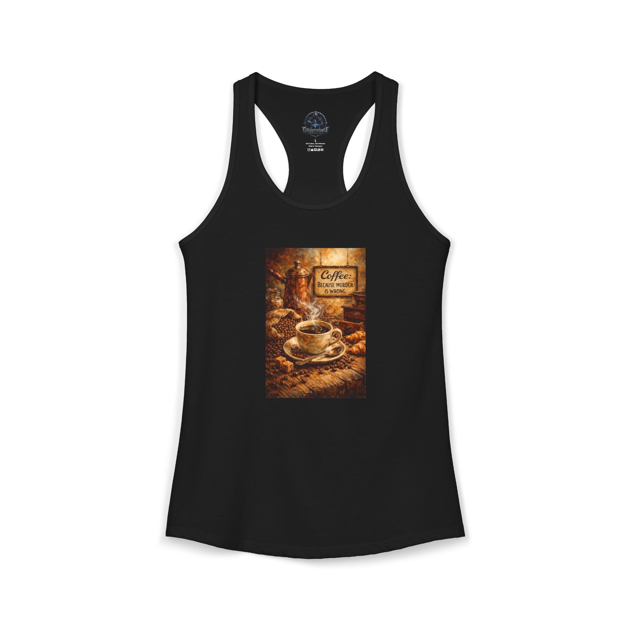 Women's Ideal Racerback Tank - "Coffee B/c Murder is wrong"