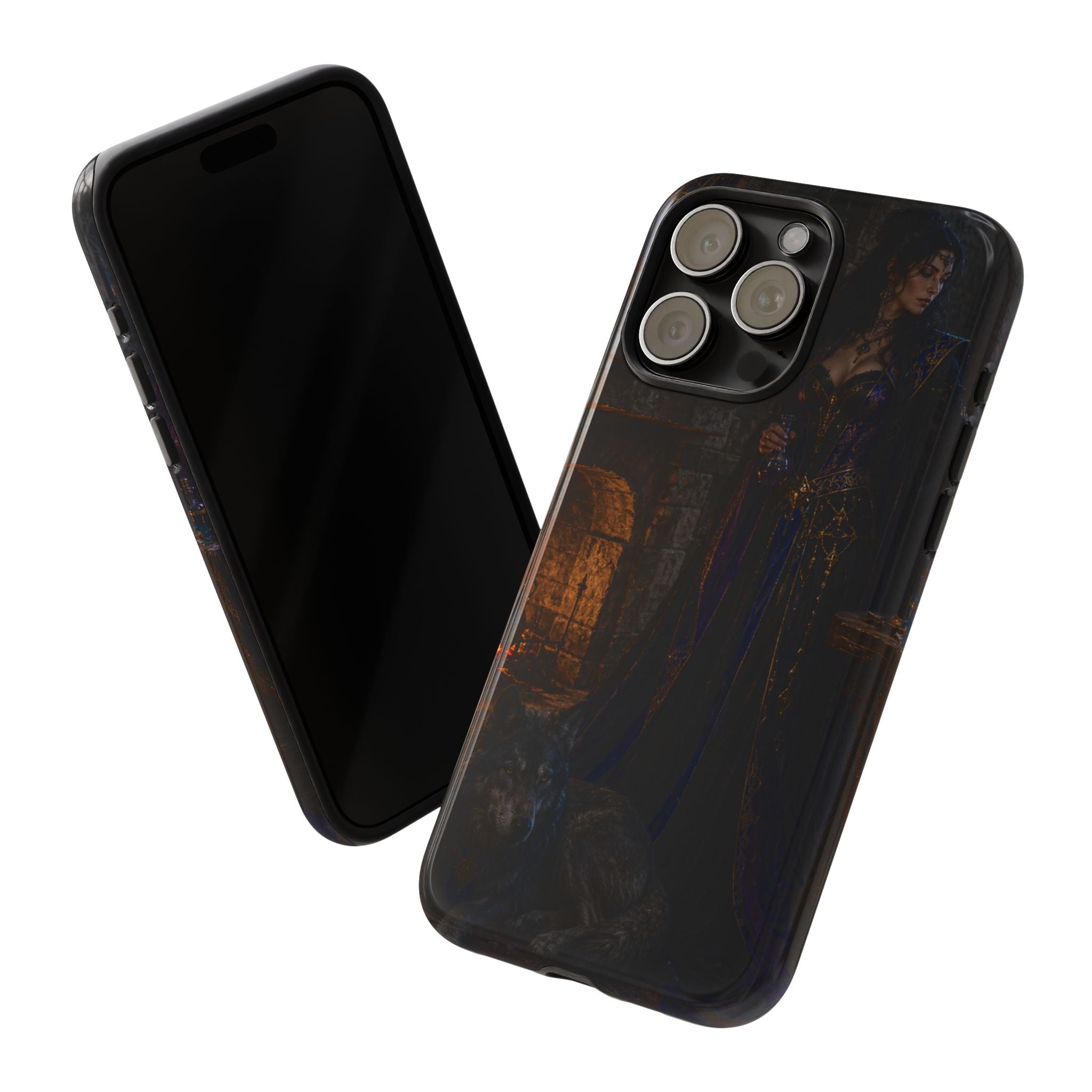 Gothic Witch Phone Case — Dark Fantasy Wolf & Fireplace Tough Case