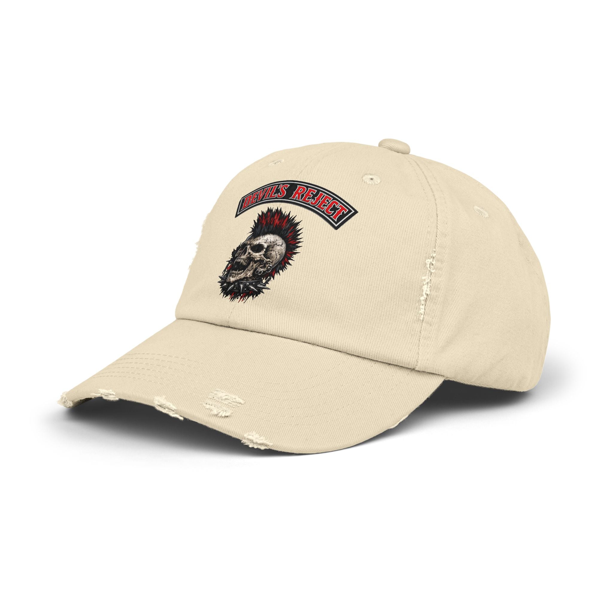 Distressed Skull Cap - "Devil's Reject" Punk Rock Dad Hat