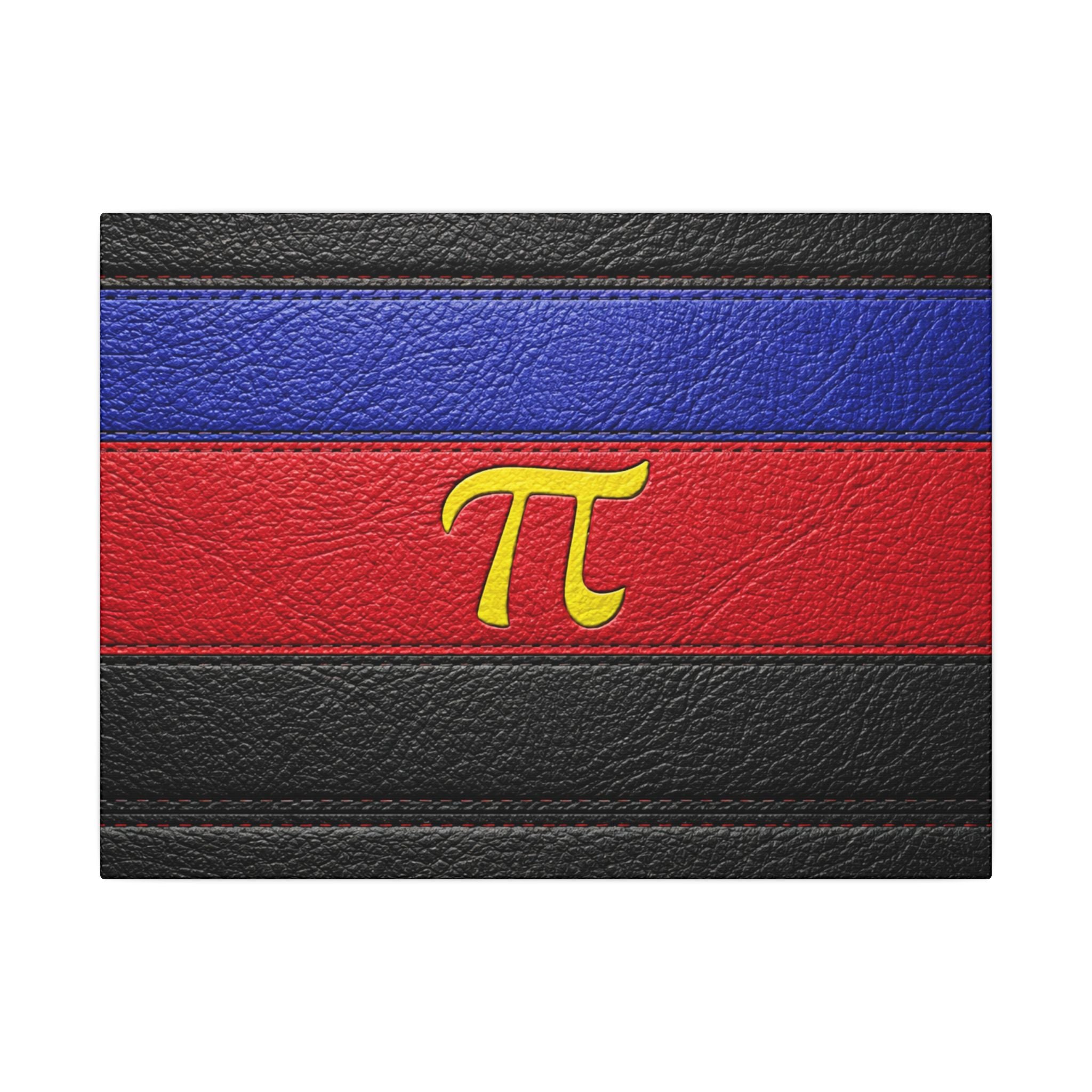 Polyamorous Symbol Leather Flag Canvas Print — Blue & Red Striped Matte Wall Art