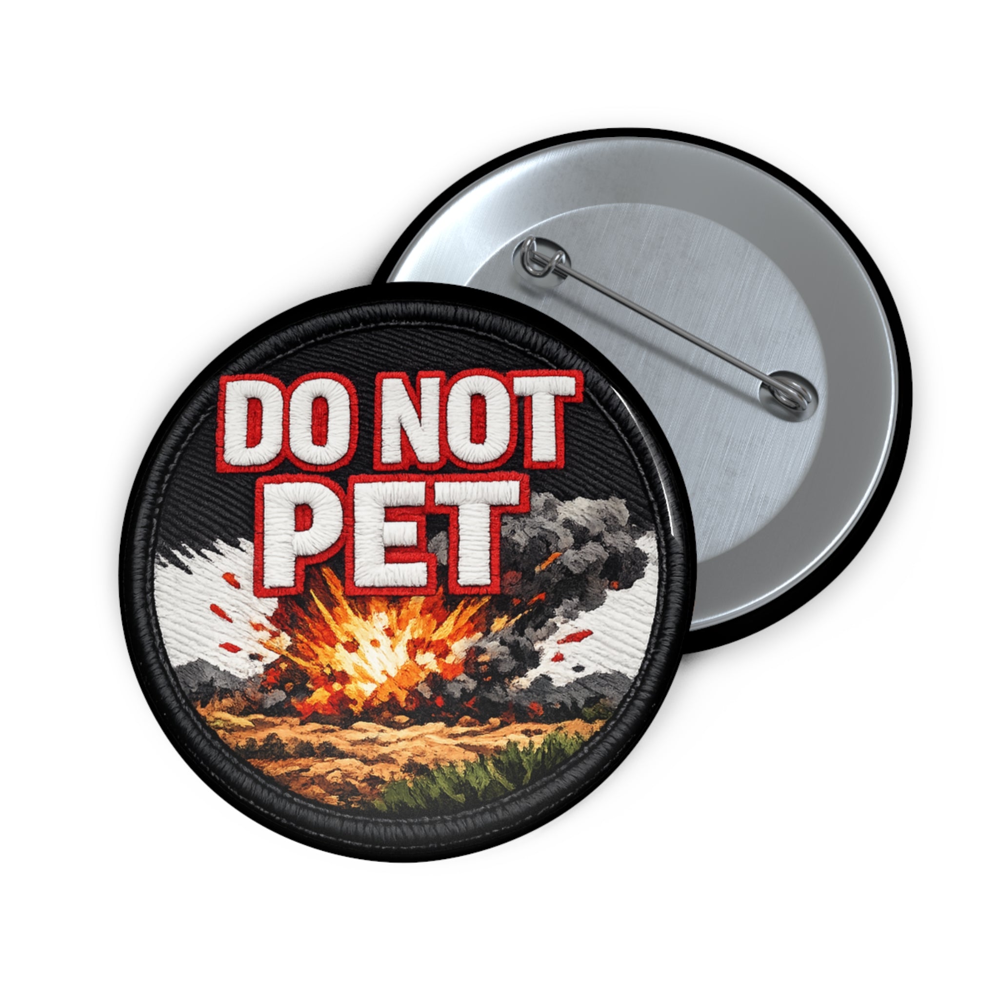 Do Not Pet Pin Button — Funny Retro Explosion Badge