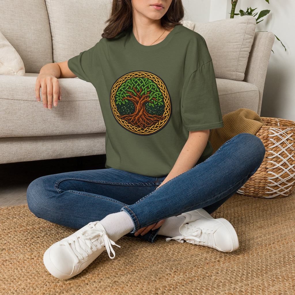 Celtic Tree of Life T‑Shirt — Green Knotwork Nature Tee