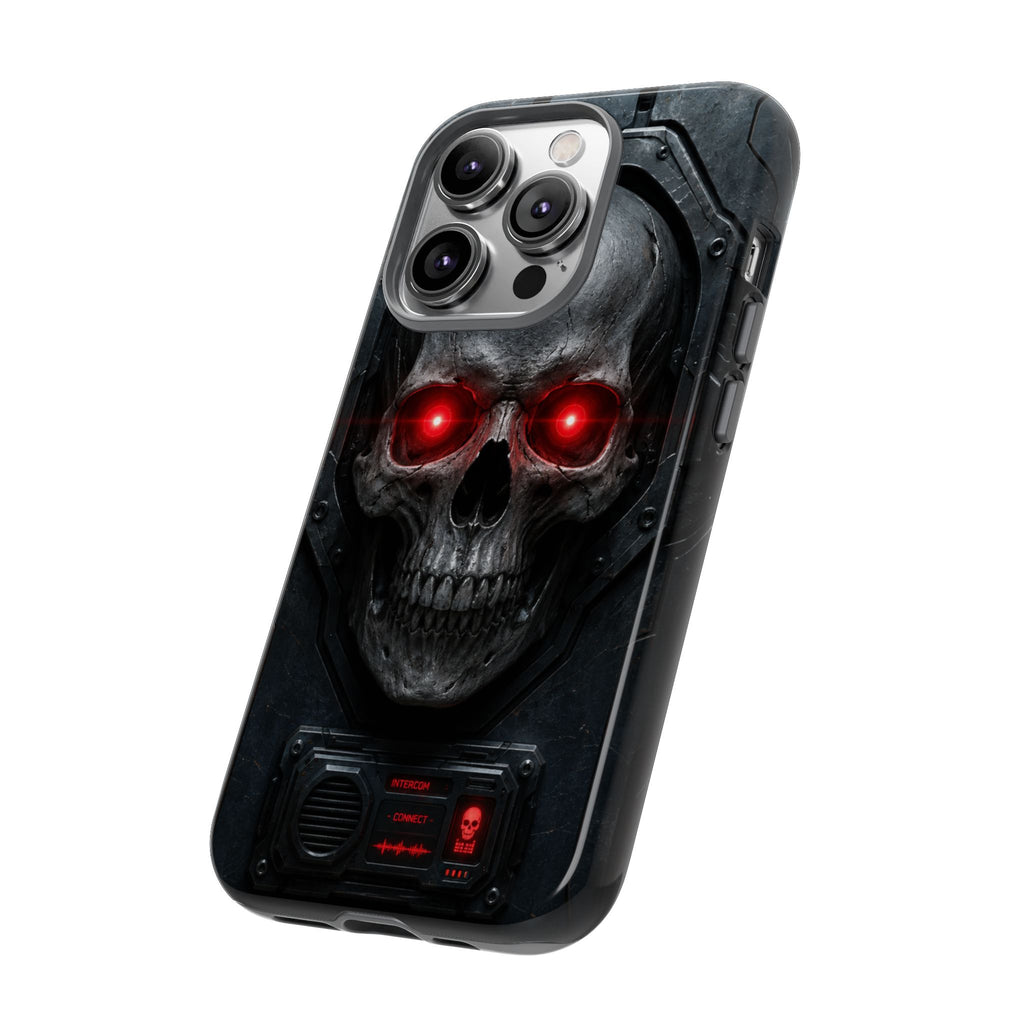 Skull Sentinel Phone Case — Red-Eyed Tactical Skull Protective Case