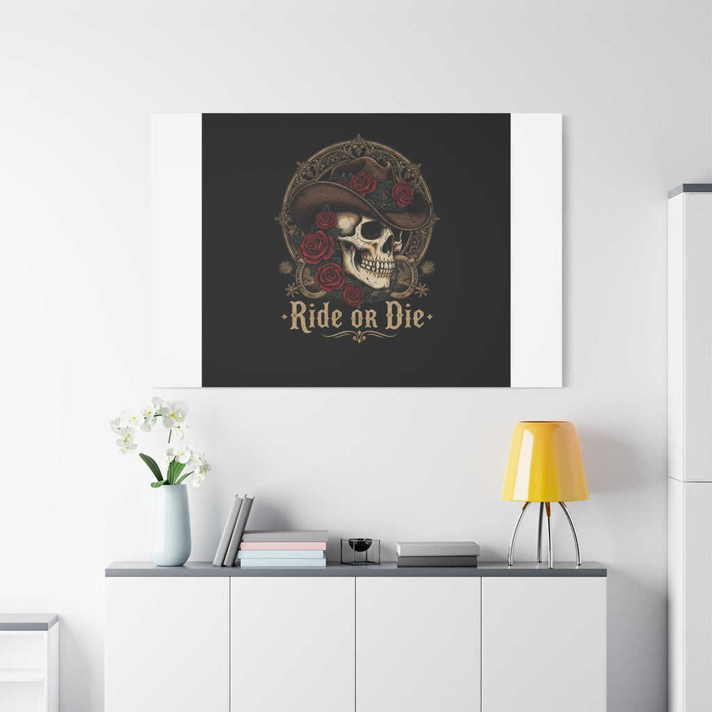 Ride or Die Skull Canvas | Western Skull Art, Gothic Americana