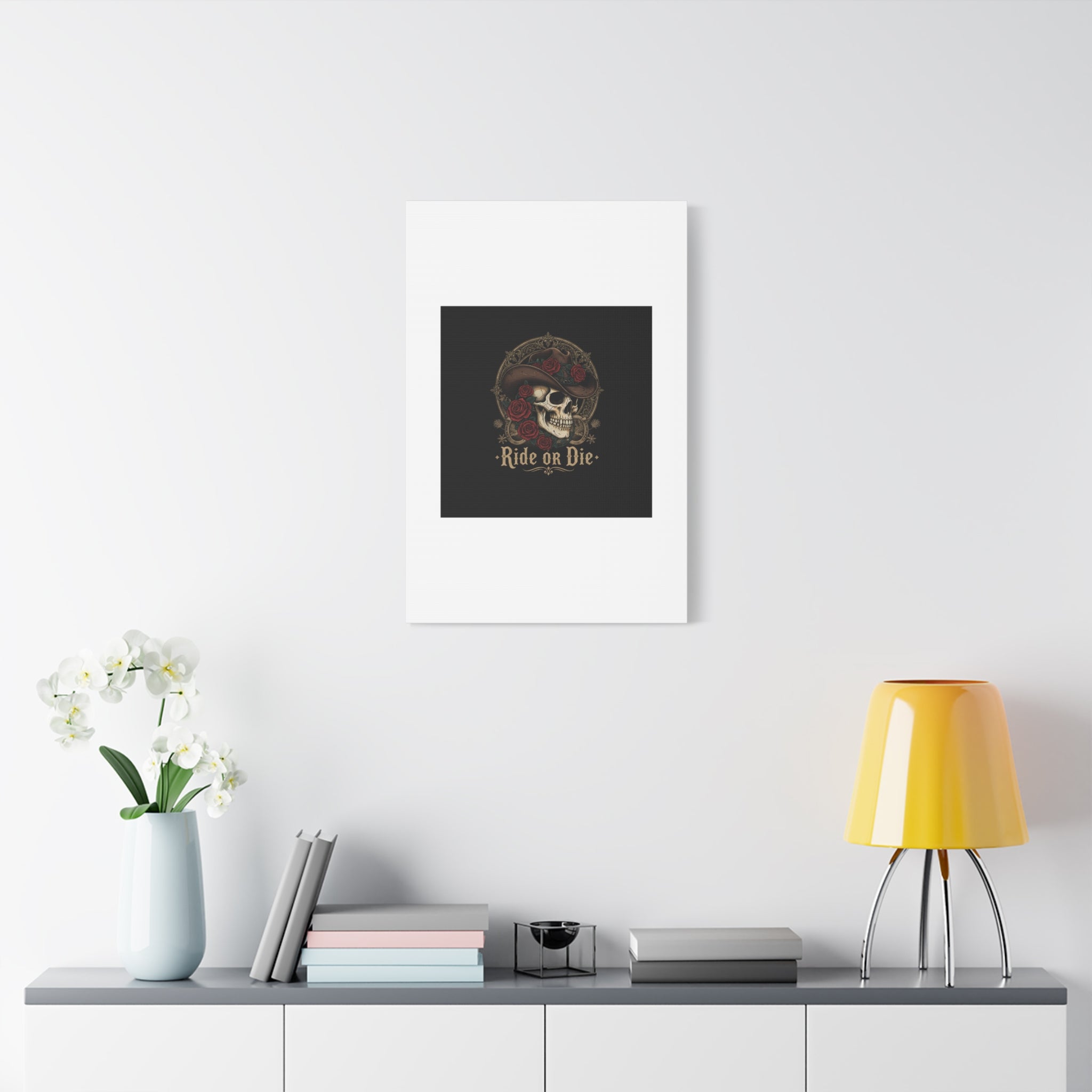 Ride or Die Skull Canvas | Western Skull Art, Gothic Americana