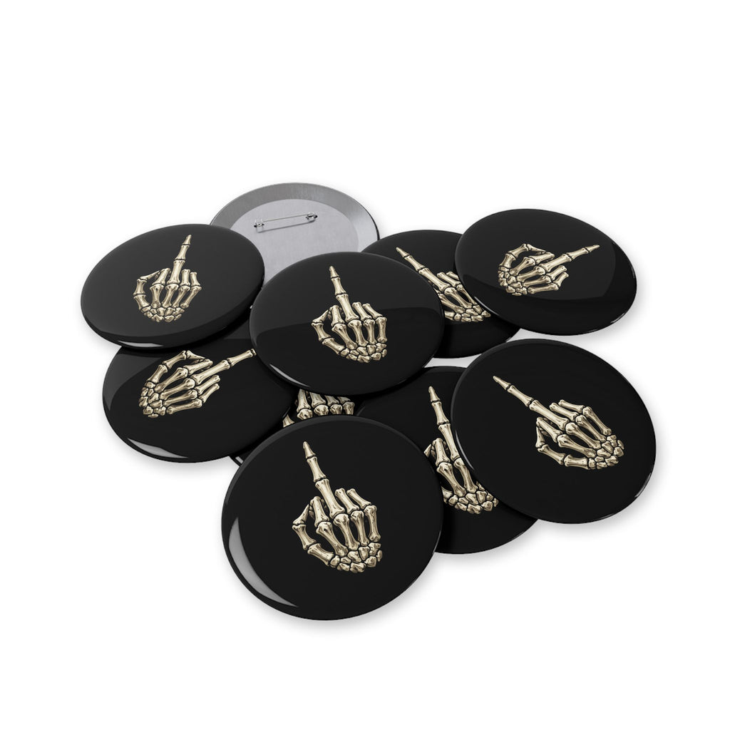 Skeleton Finger Round Pin — Gothic Punk Enamel Button