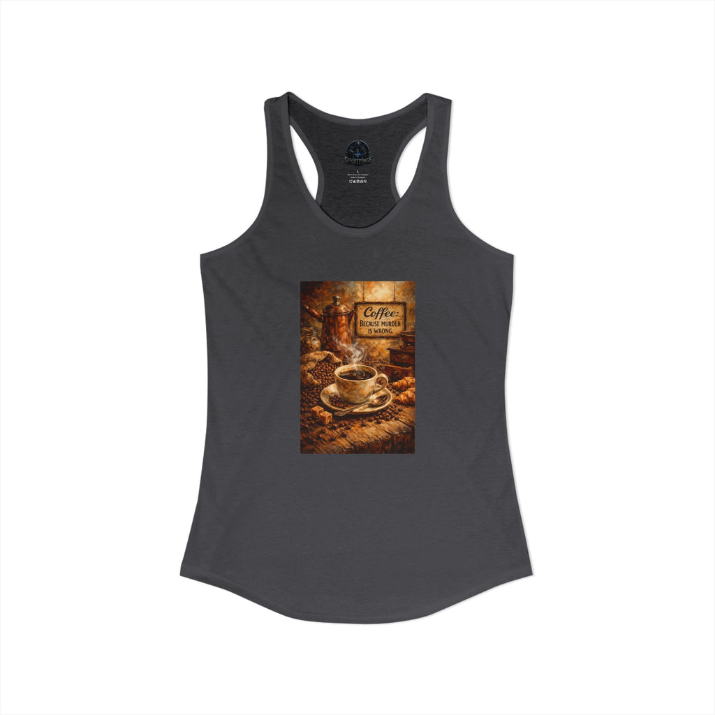 Women's Ideal Racerback Tank - "Coffee B/c Murder is wrong"