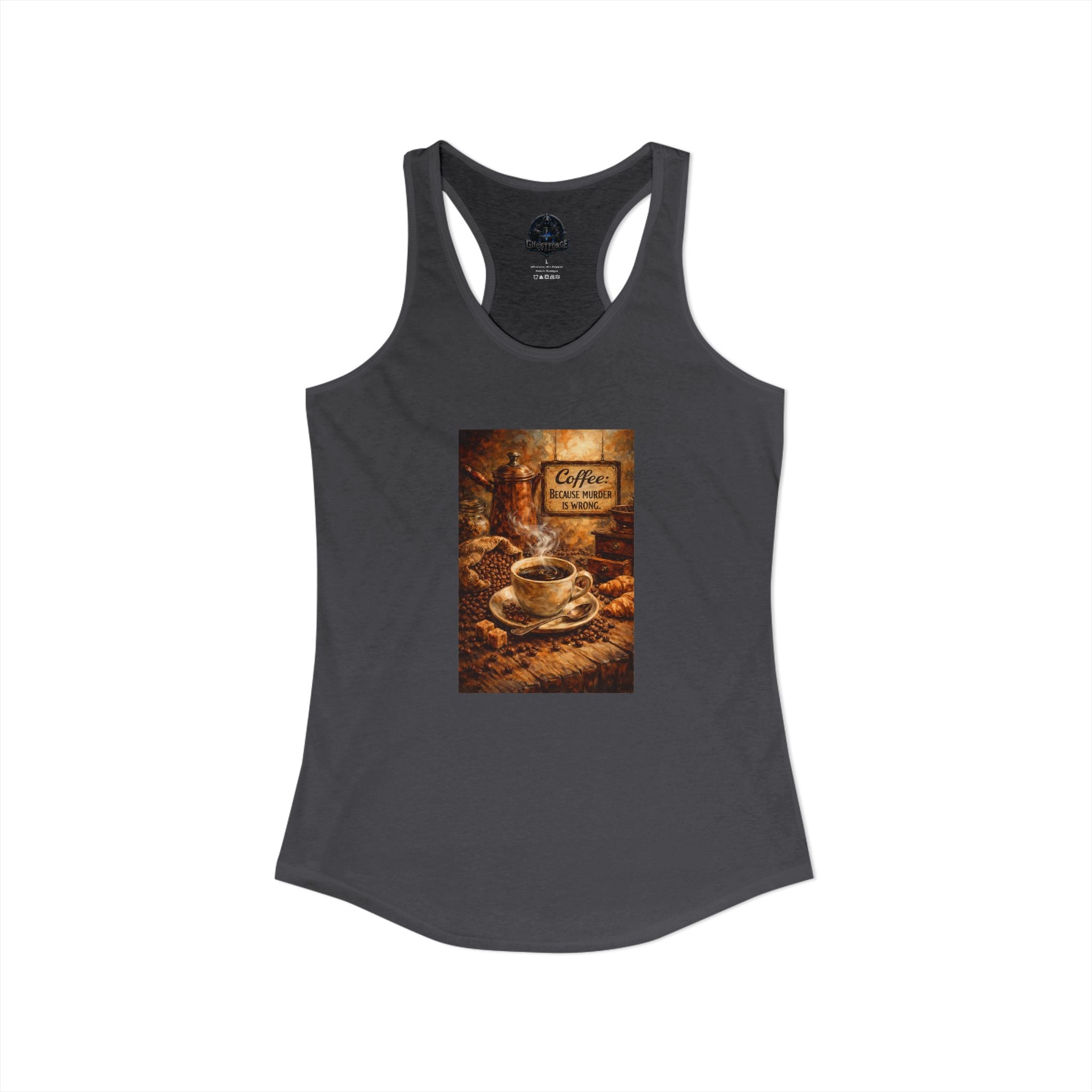 Women's Ideal Racerback Tank - "Coffee B/c Murder is wrong"