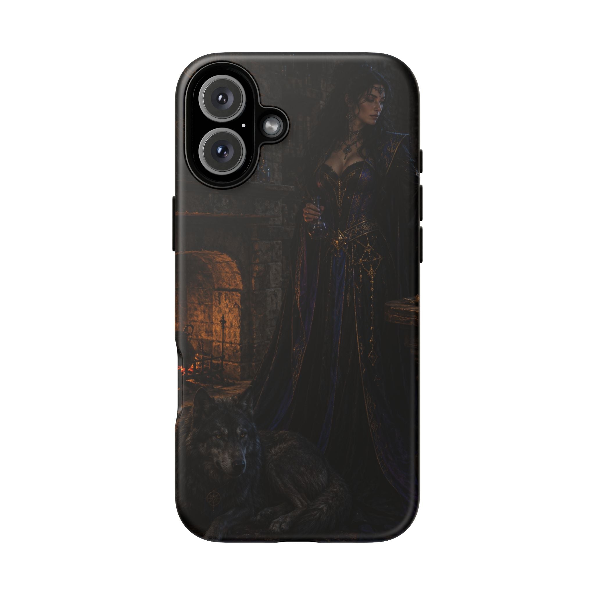Gothic Witch Phone Case — Dark Fantasy Wolf & Fireplace Tough Case