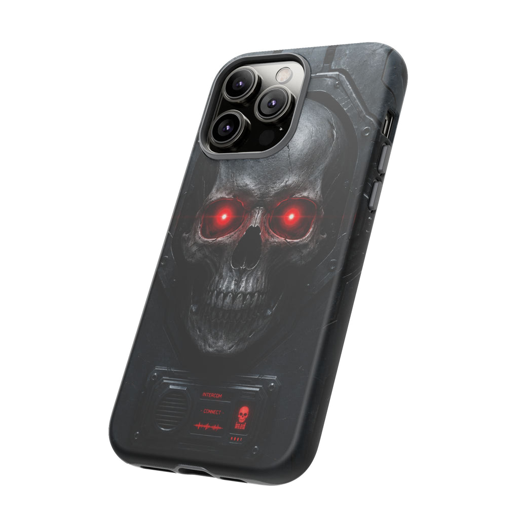 Skull Sentinel Phone Case — Red-Eyed Tactical Skull Protective Case