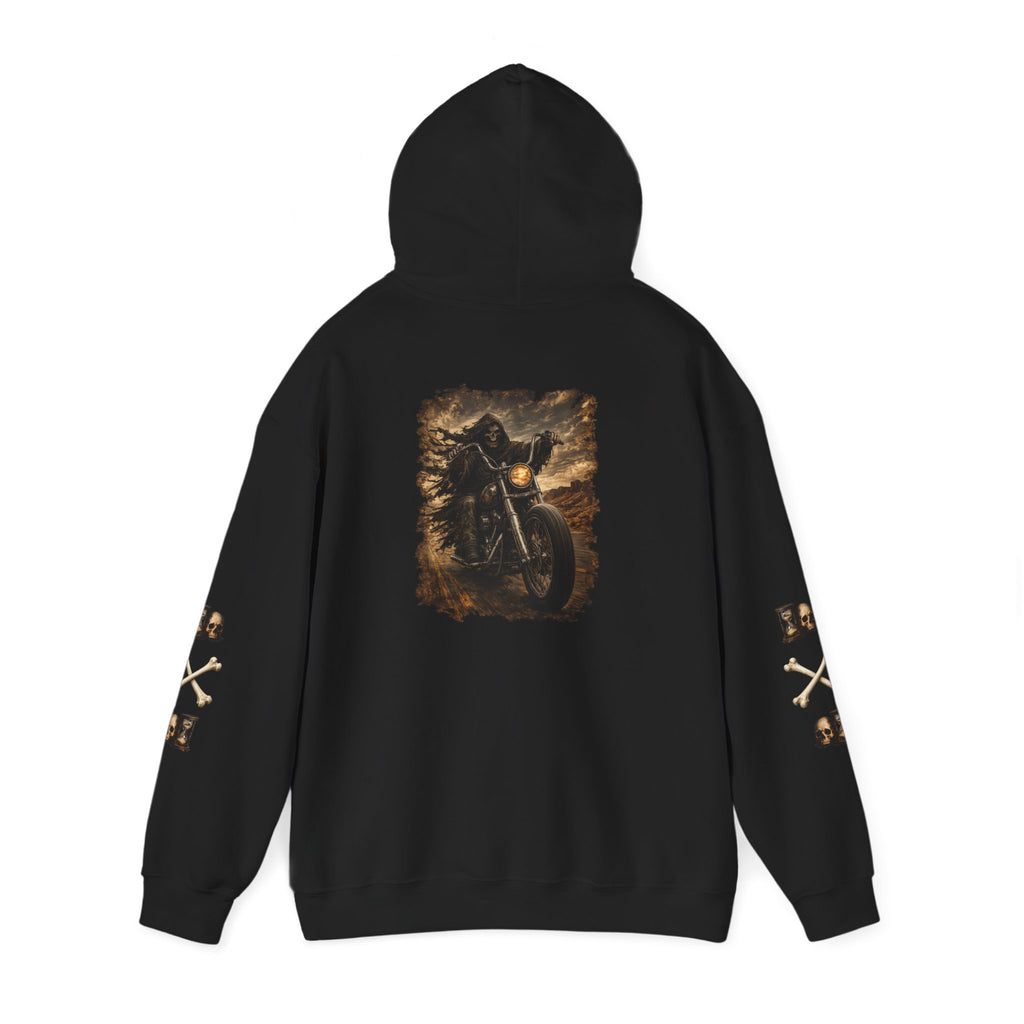 Premium Motorcycle Hoodie - "Time Wasted Is Time Lost" Skull & Crossbones Biker Pullover