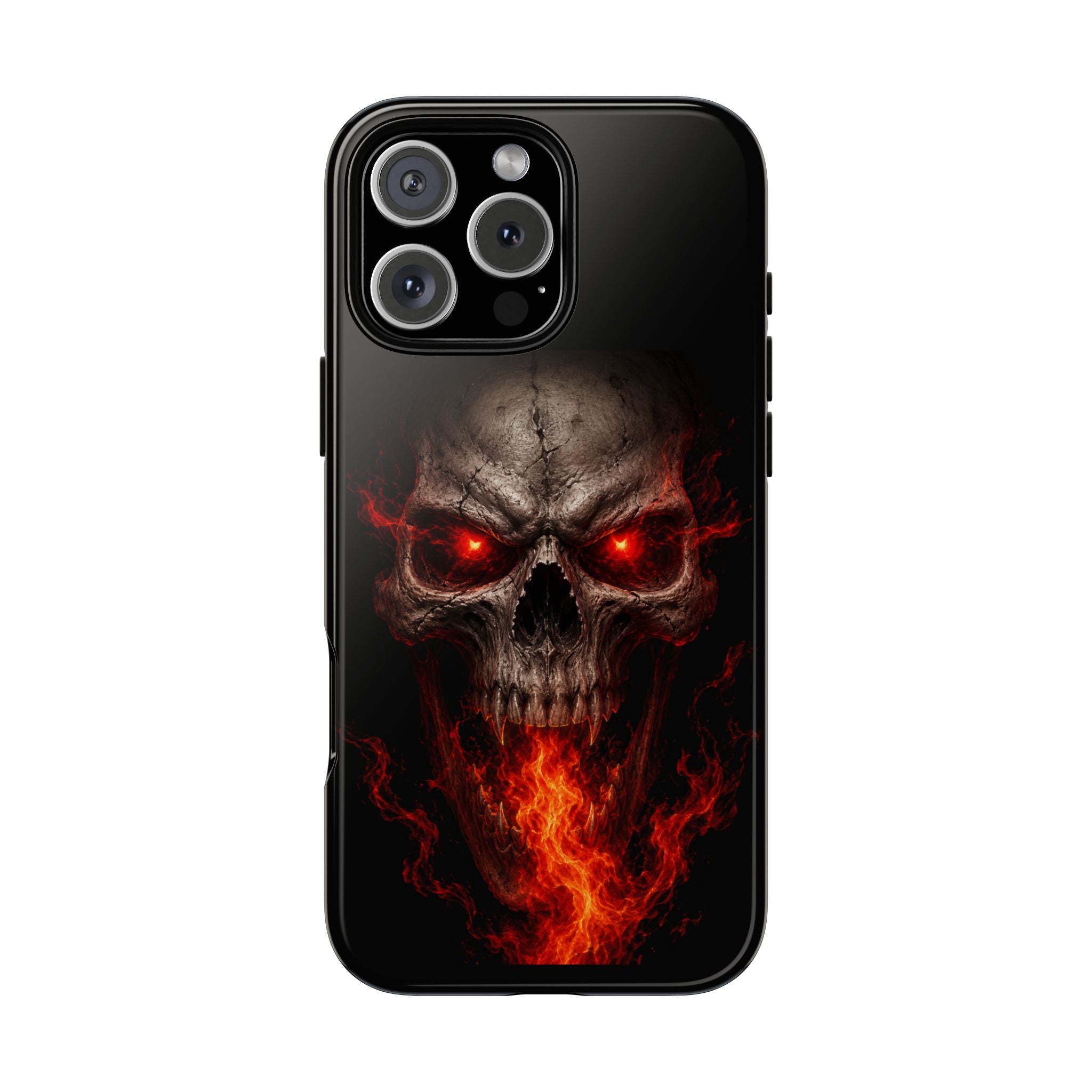 Flaming Skull Tough Case — Heavy-Duty Phone Case with Red-Eye Skull Design