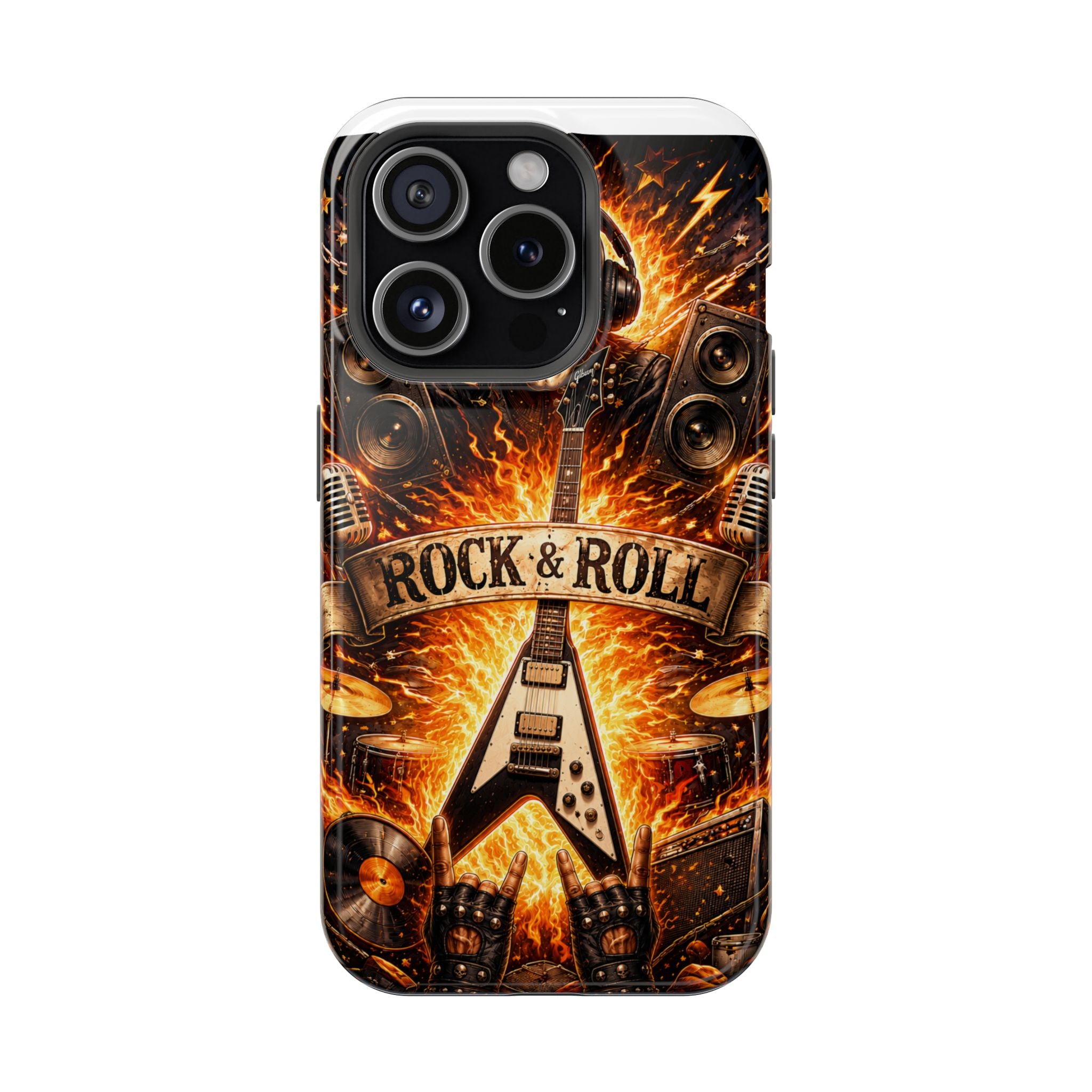 Rock & Roll Skull Guitar Phone Case — Magnetic Impact-Resistant