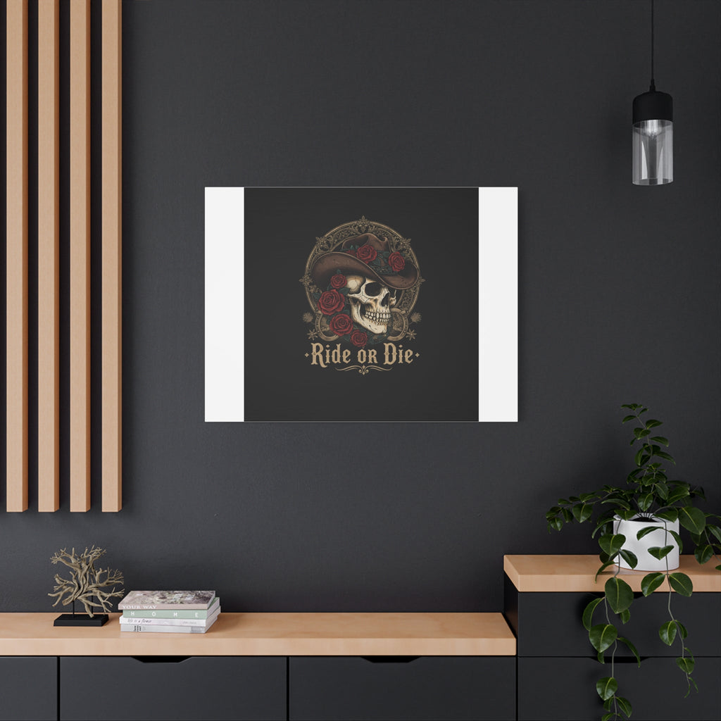 Ride or Die Skull Canvas | Western Skull Art, Gothic Americana