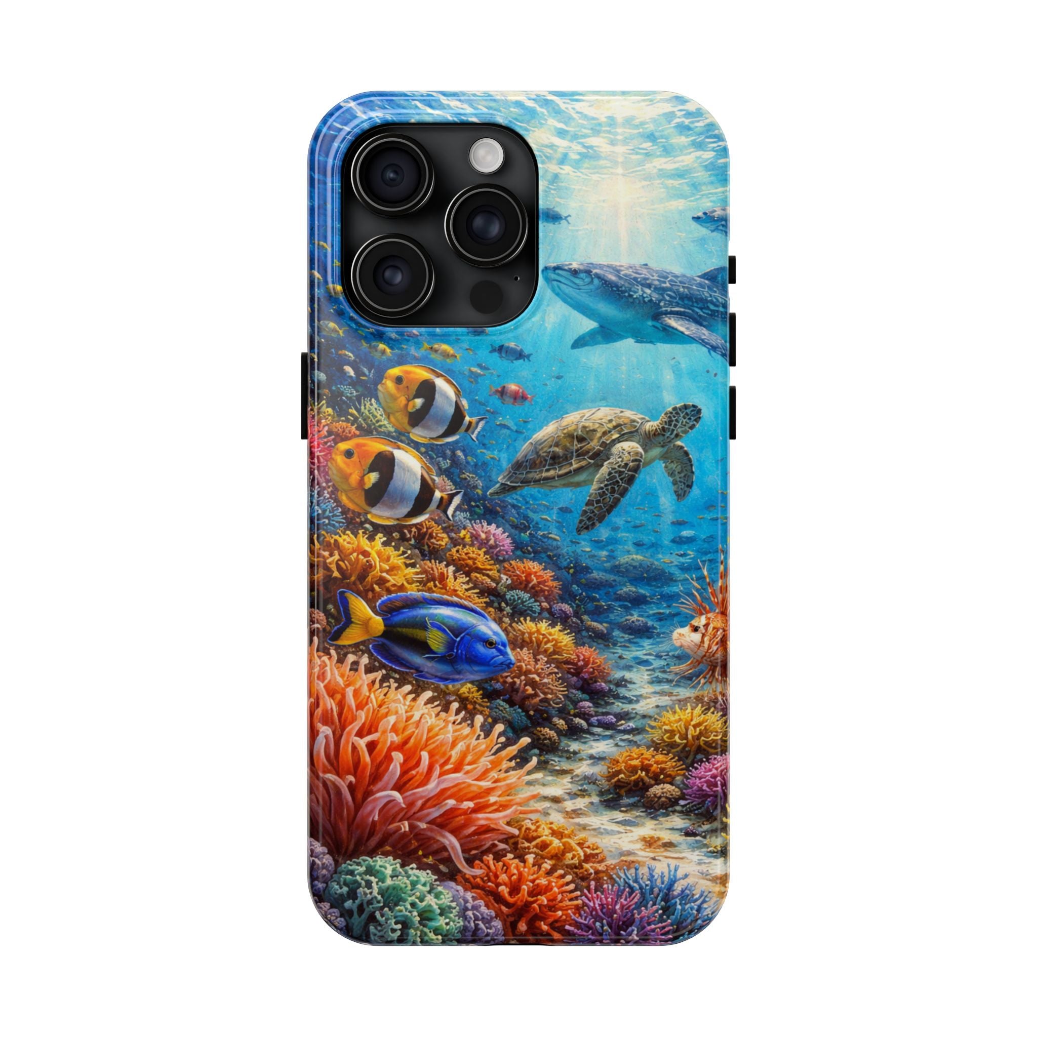 Ocean Reef Tough Phone Case — Colorful Sea Turtle & Tropical Fish Design