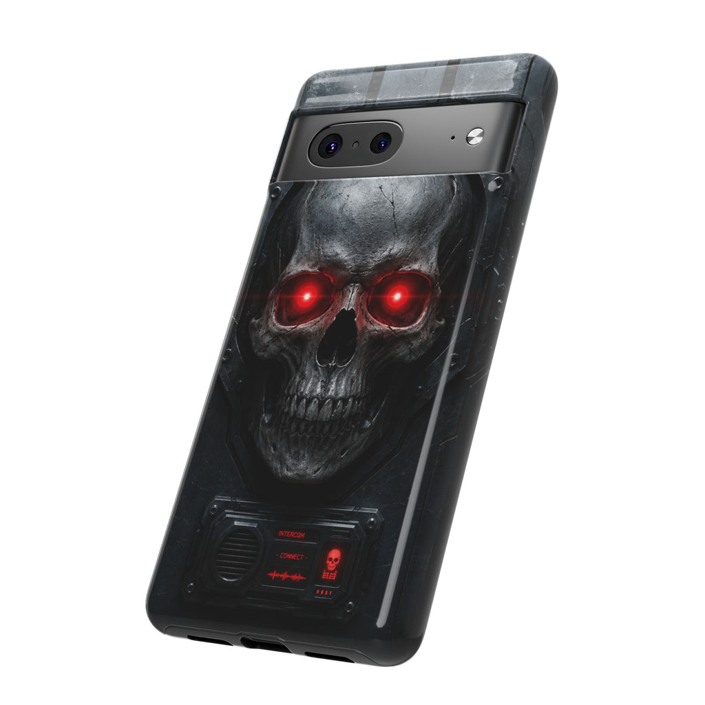 Skull Sentinel Phone Case — Red-Eyed Tactical Skull Protective Case