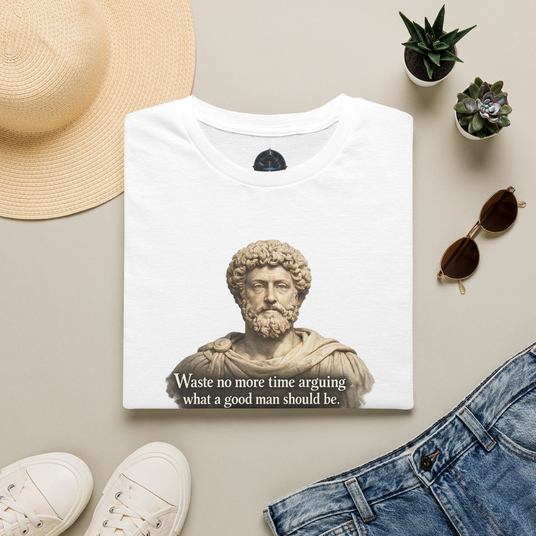 Marcus Aurelius Bust T-Shirt – “Waste No More Time...” Stoic Quote Tee
