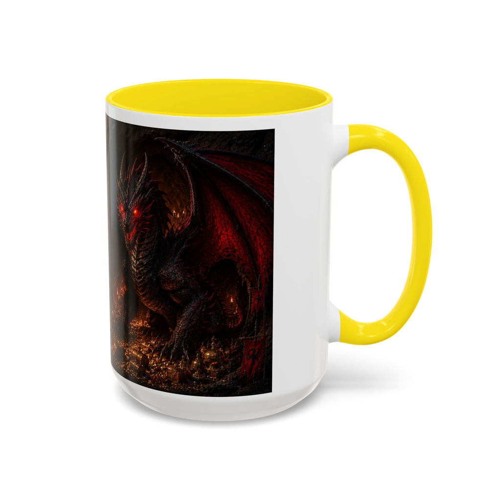 Dragon Coffee Mug — Dark Fantasy Red-Eyed Dragon Accent Mug (11/15oz)