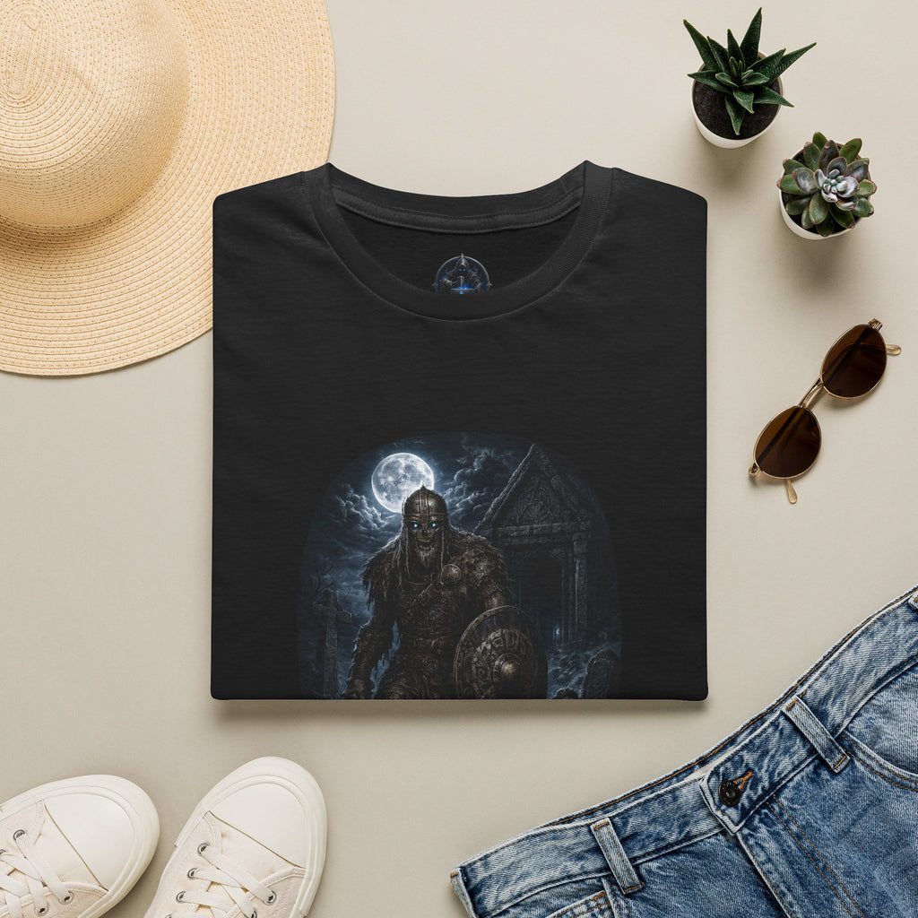 Viking Draugr Warrior Moon T-Shirt — Norse Shieldmaiden / Warrior Graphic Tee